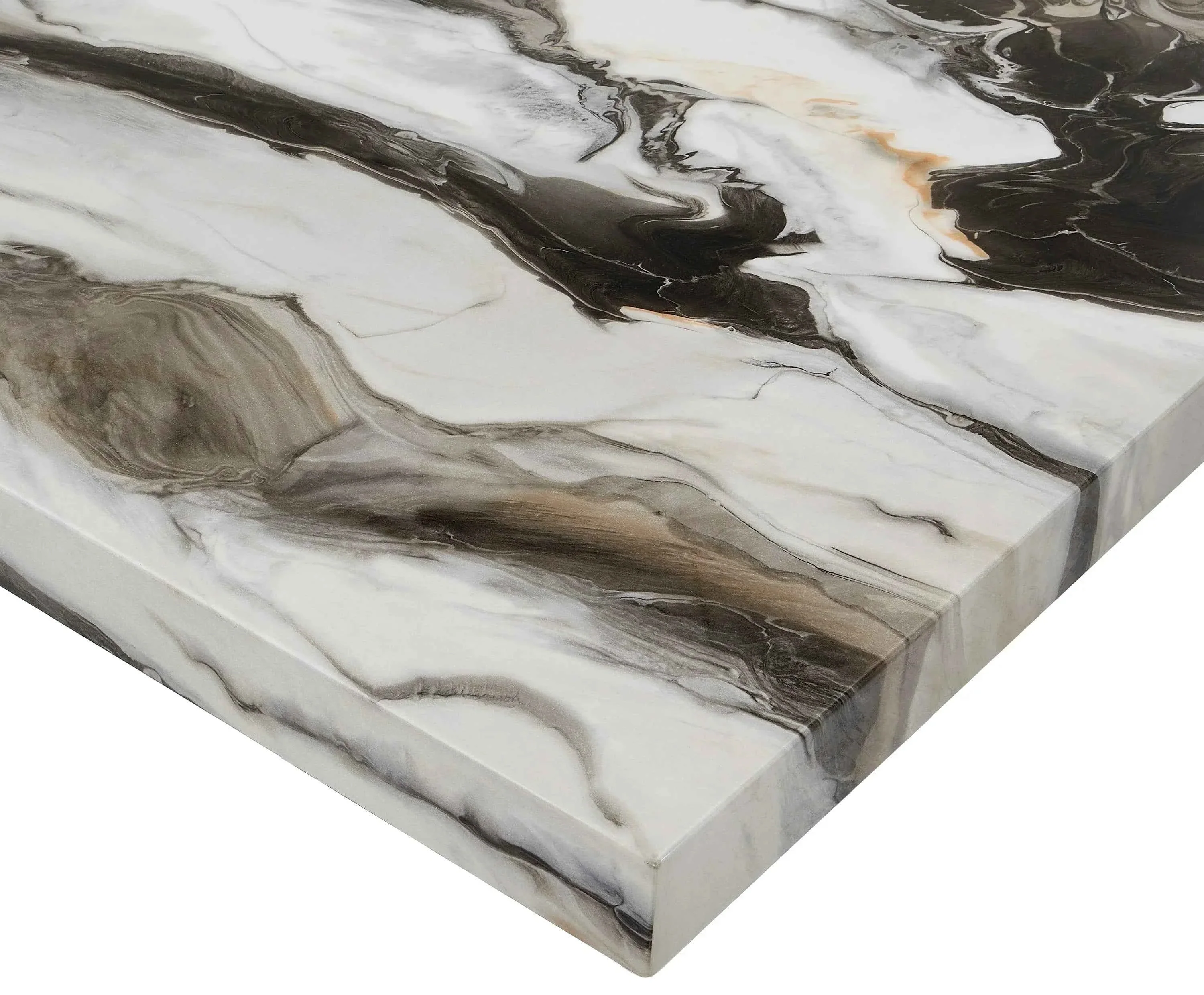 Resia Black/Brown Faux Marble Dining Table - Image 2