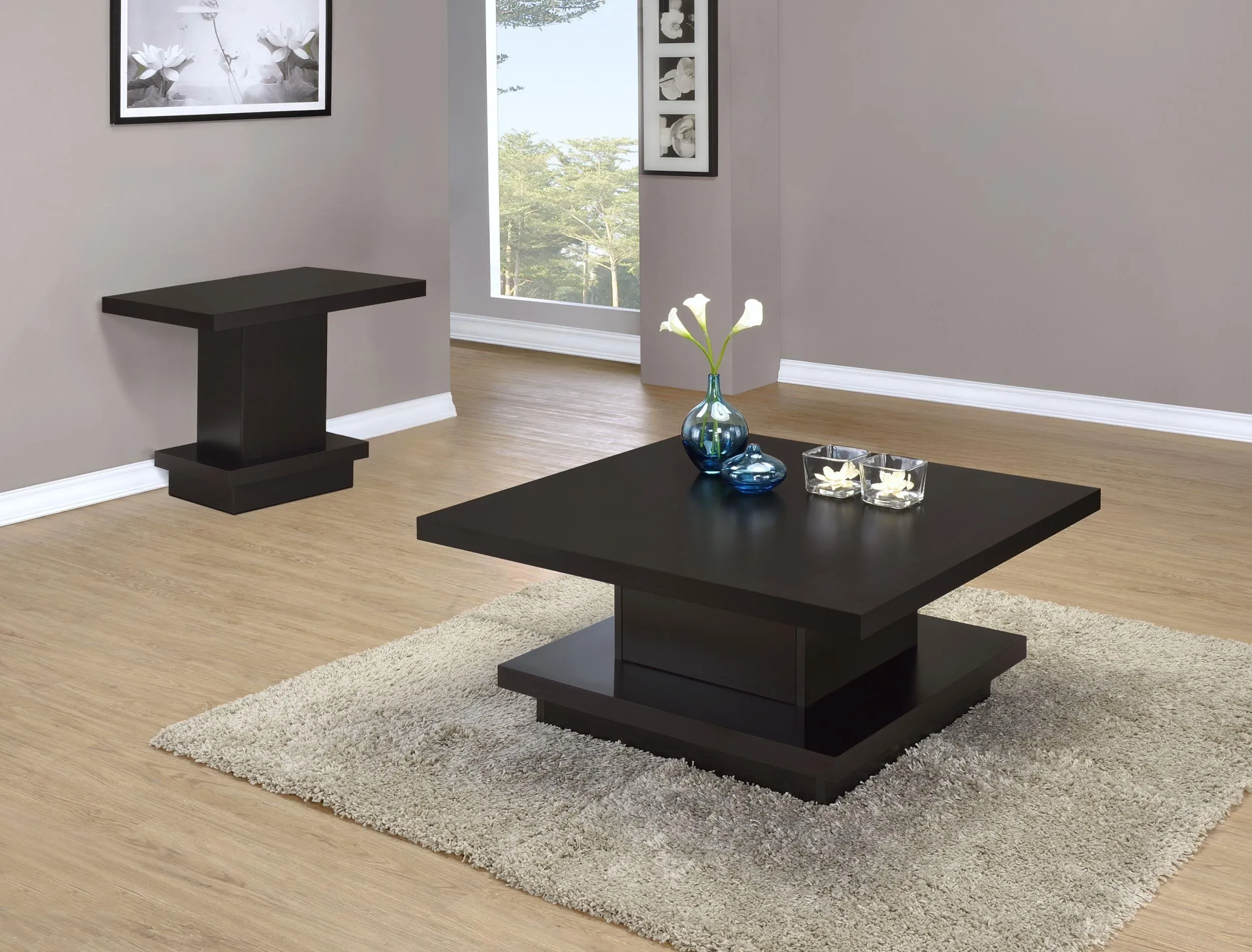 Reston Cappuccino 2-Piece Square Coffee and End Table Set