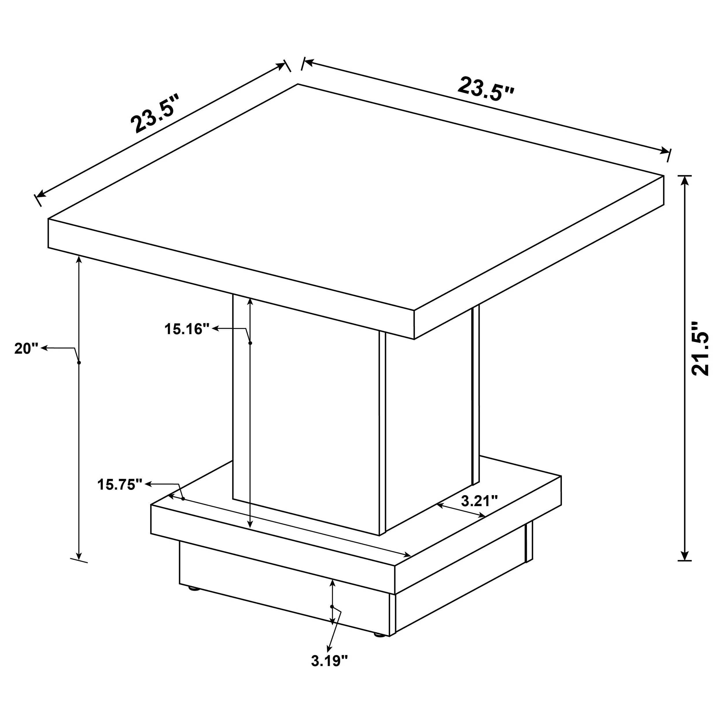 Reston Cappuccino 2-Piece Square Coffee and End Table Set - Image 9