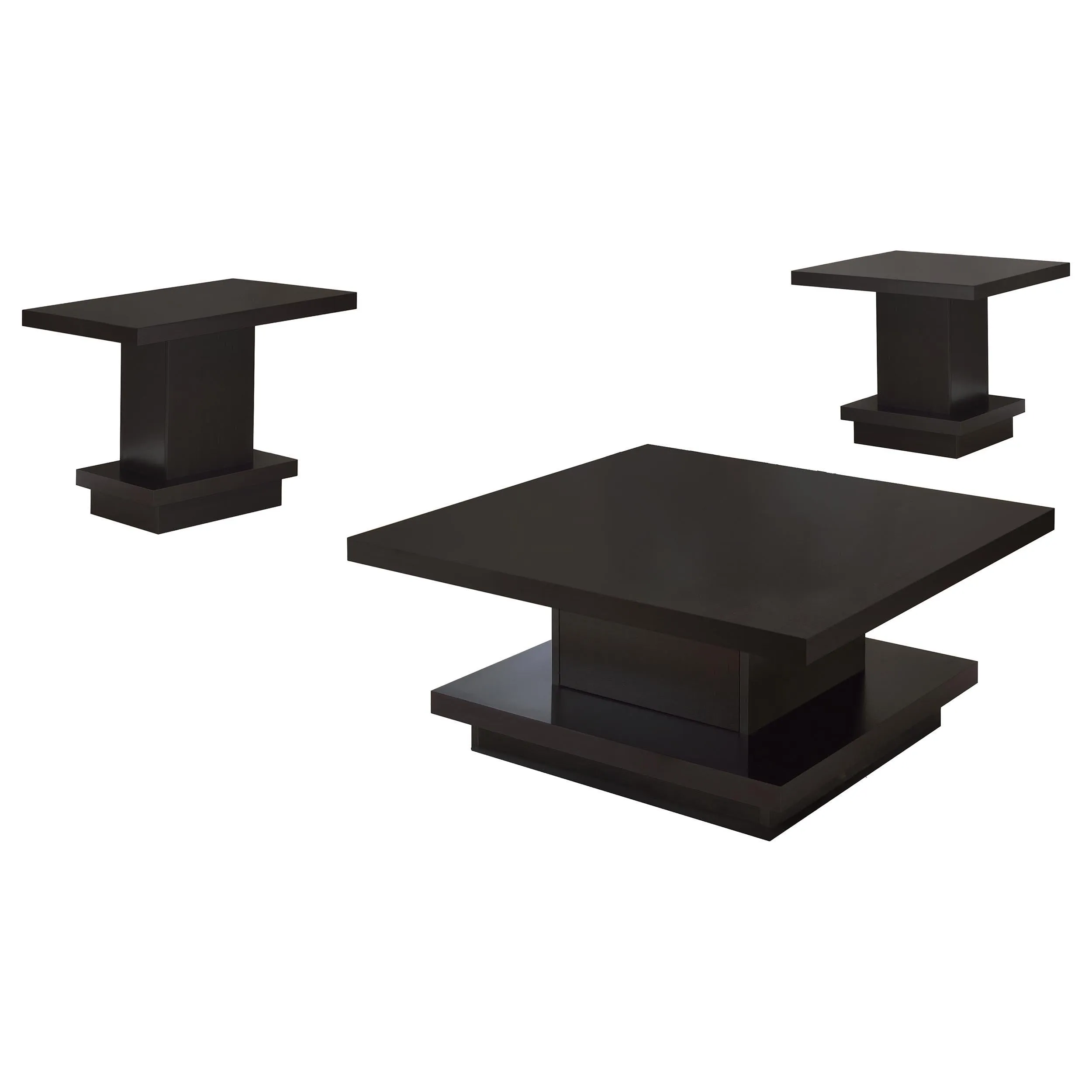 Reston Cappuccino 3-Piece Square Coffee and End Table Set - Image 2