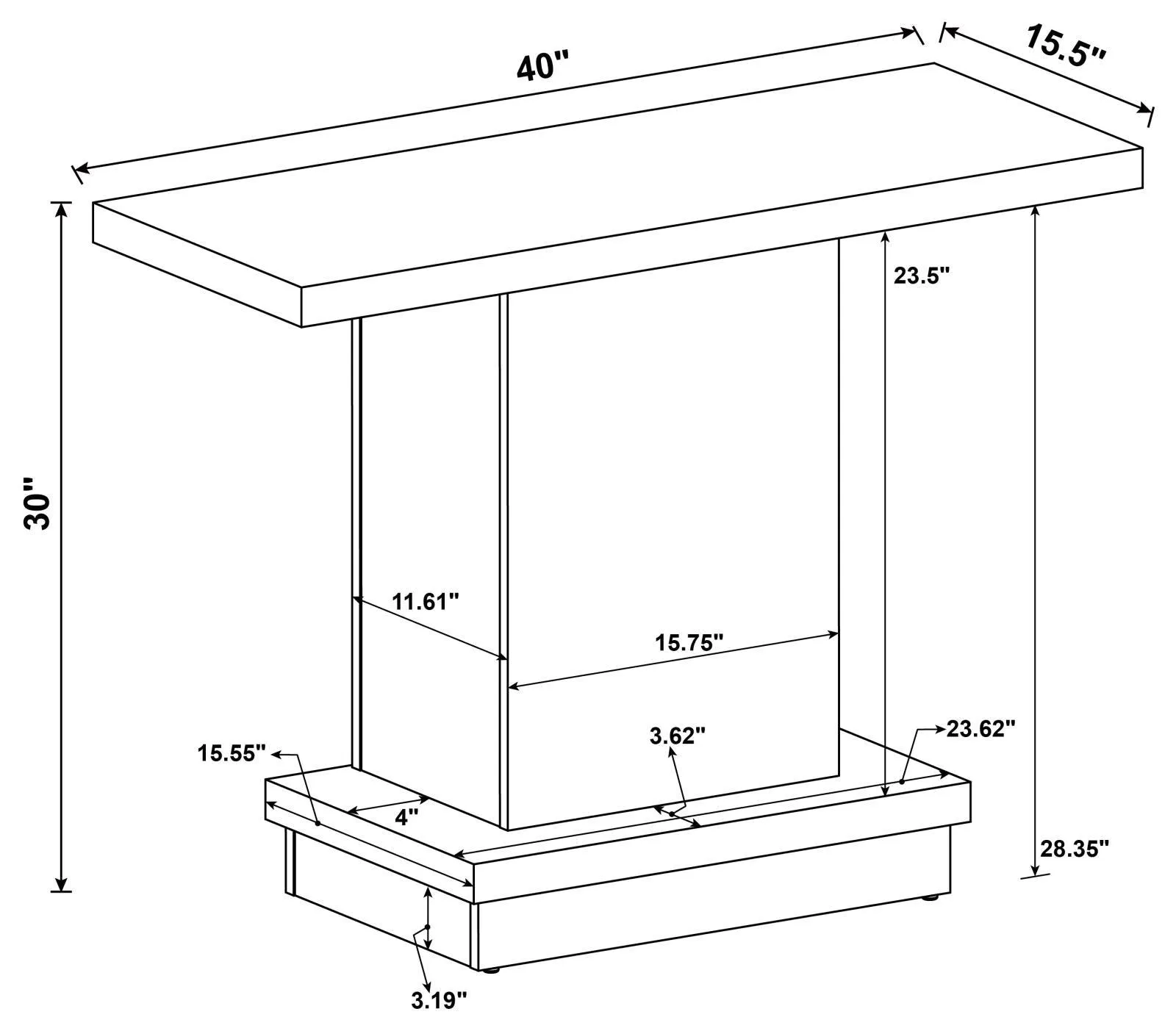 Reston Cappuccino Pedestal Sofa Table - Image 9