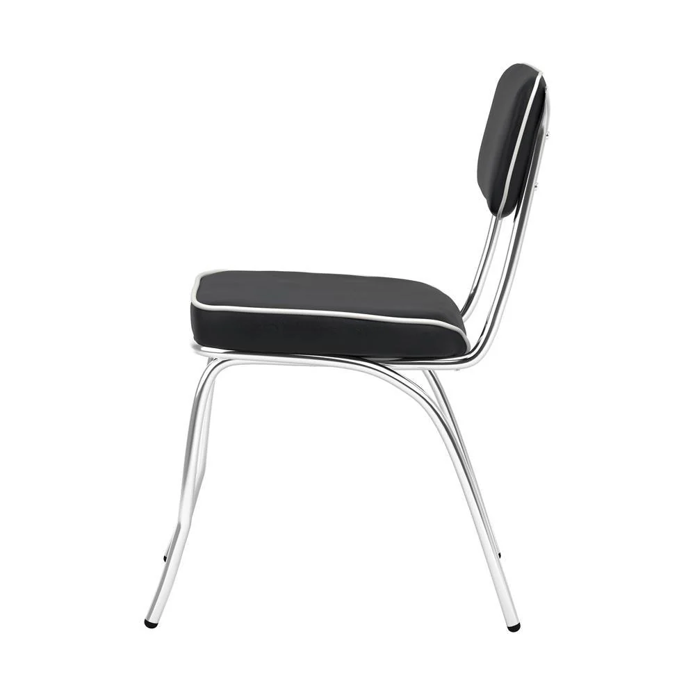 Retro Black/Chrome Open Back Side Chairs, Set of 2 - Image 3