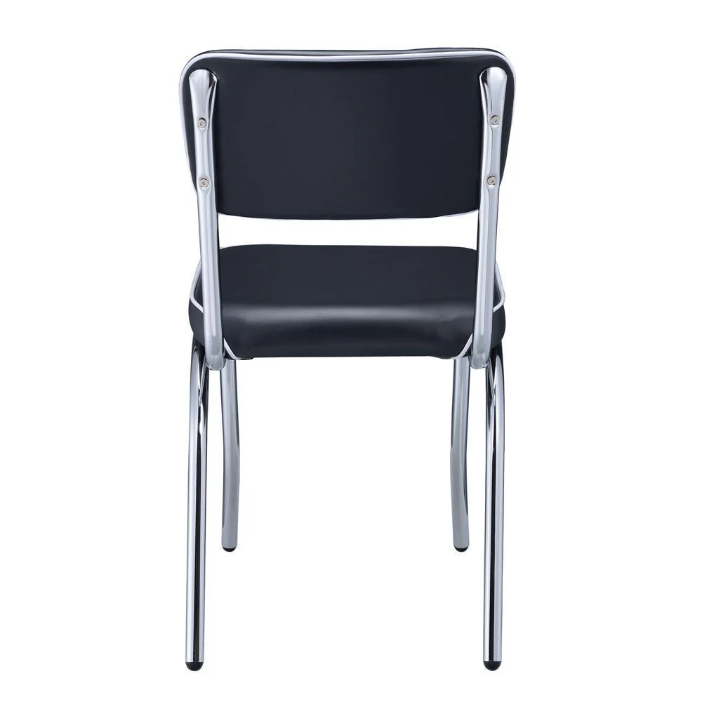 Retro Black/Chrome Open Back Side Chairs, Set of 2 - Image 4
