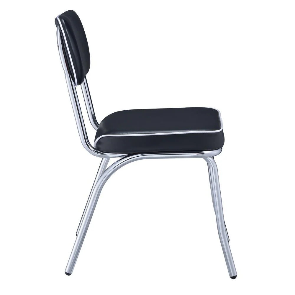 Retro Black/Chrome Open Back Side Chairs, Set of 2 - Image 5