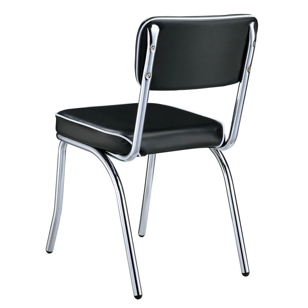 Retro Black/Chrome Open Back Side Chairs, Set of 2 - Image 6