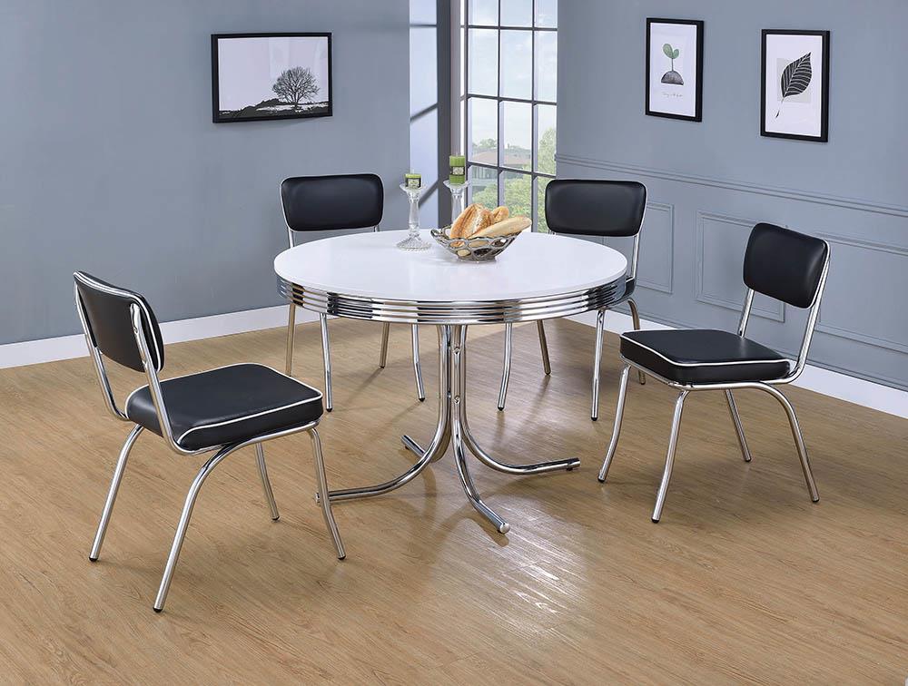 Retro Black/Chrome Open Back Side Chairs, Set of 2 - Image 8