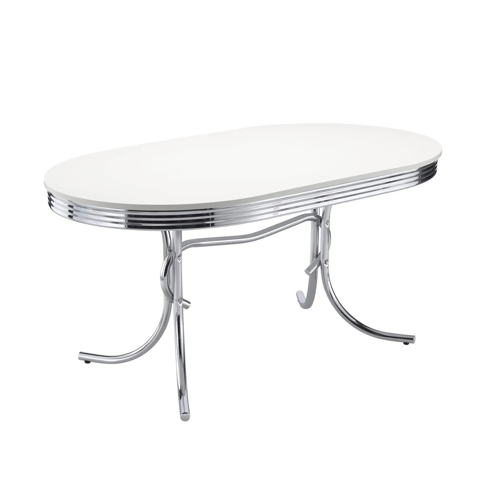 Retro Glossy White/Black 5-Piece Oval Dining Set - Image 2