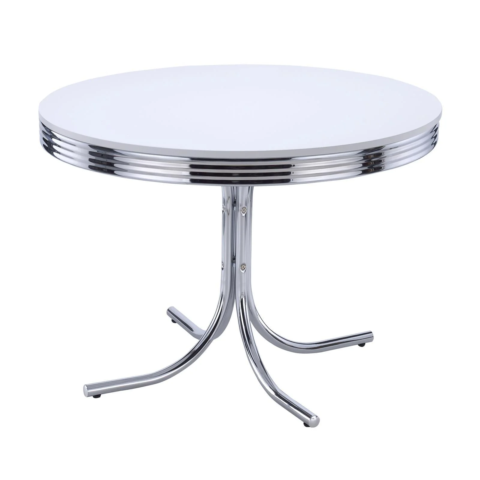 Retro Glossy White/Red 5-Piece Round Dining Set - Image 2