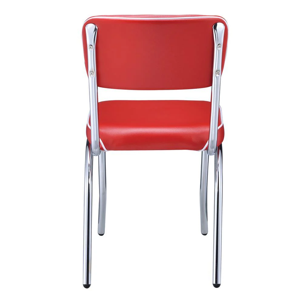 Retro Red/Chrome Open Back Side Chairs, Set of 2 - Image 4