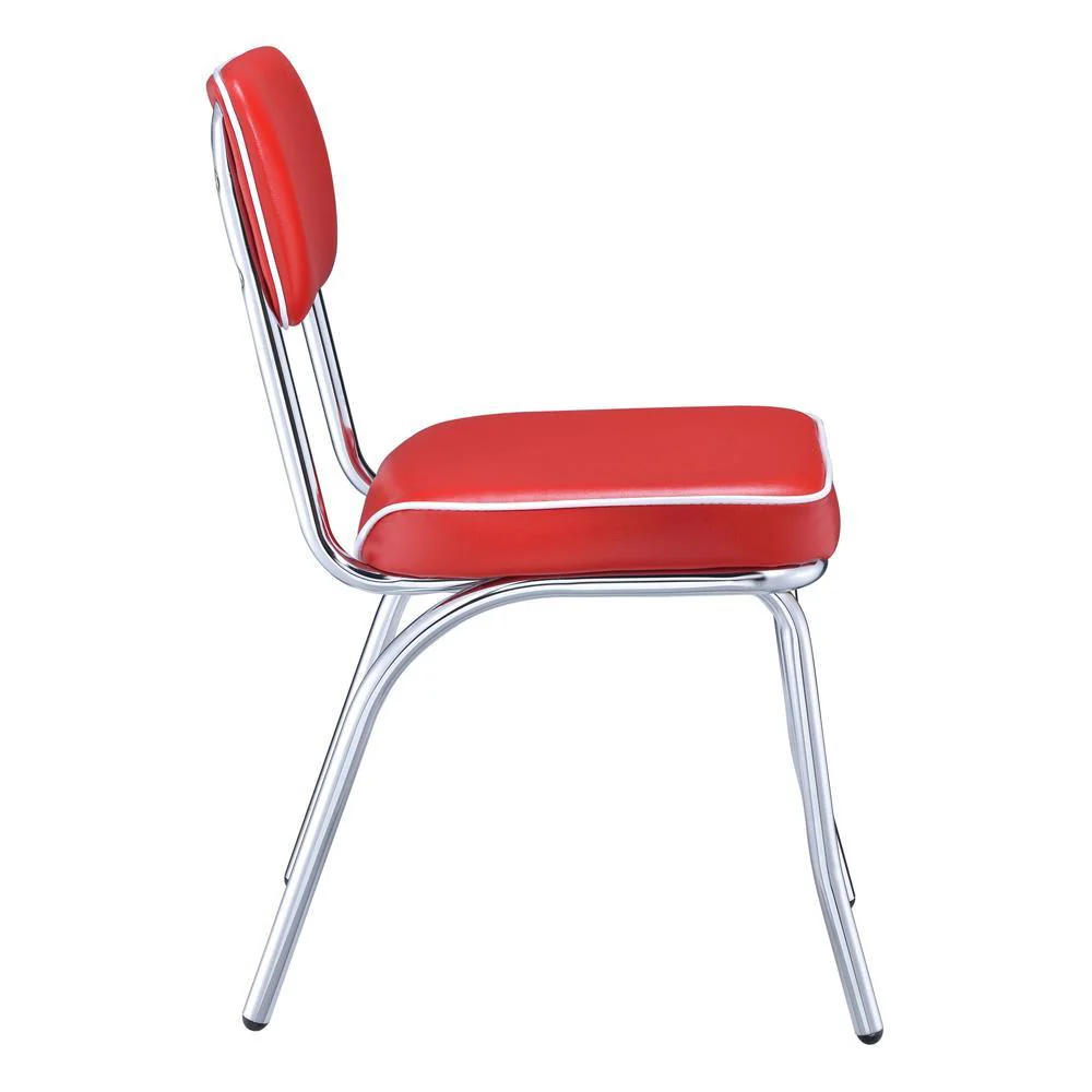 Retro Red/Chrome Open Back Side Chairs, Set of 2 - Image 5