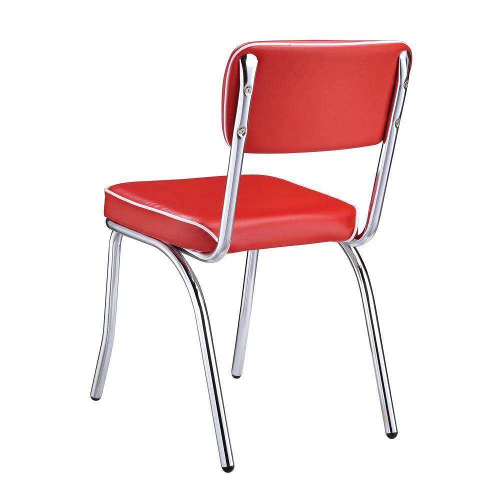Retro Red/Chrome Open Back Side Chairs, Set of 2 - Image 6