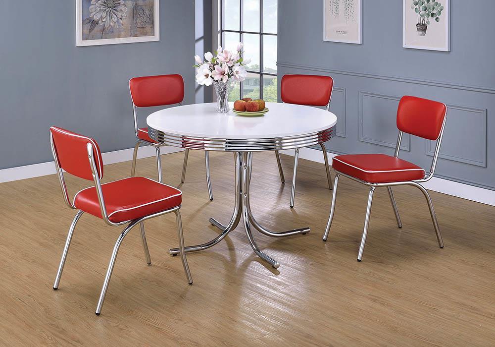 Retro Red/Chrome Open Back Side Chairs, Set of 2 - Image 7