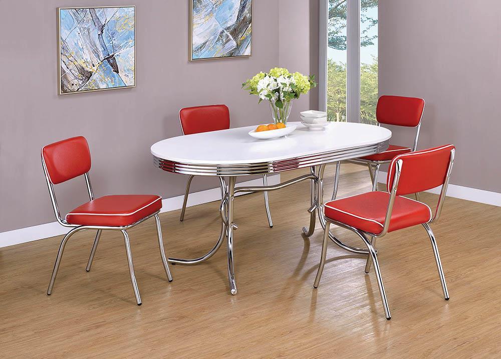 Retro Red/Chrome Open Back Side Chairs, Set of 2 - Image 8
