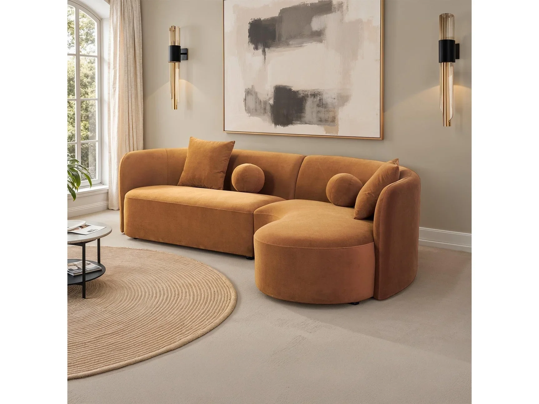 Revello Caramel Brown Sectional