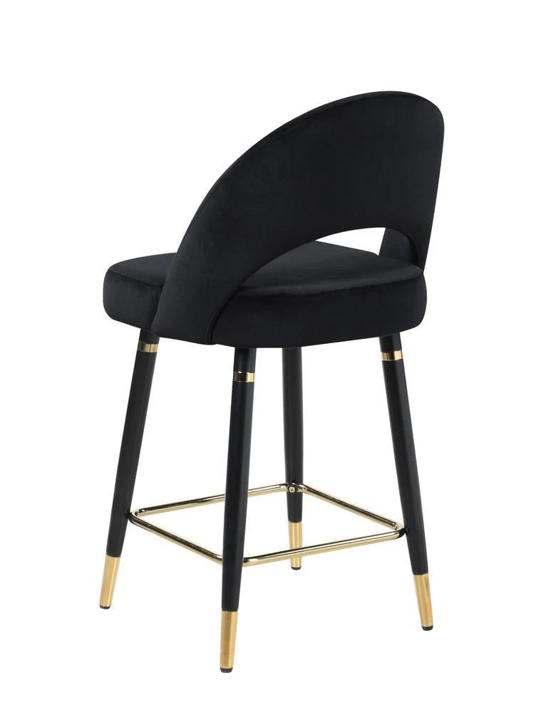 Reyes Black Arched Back Upholstered Counter Height Stools, Set of 2 - Image 6