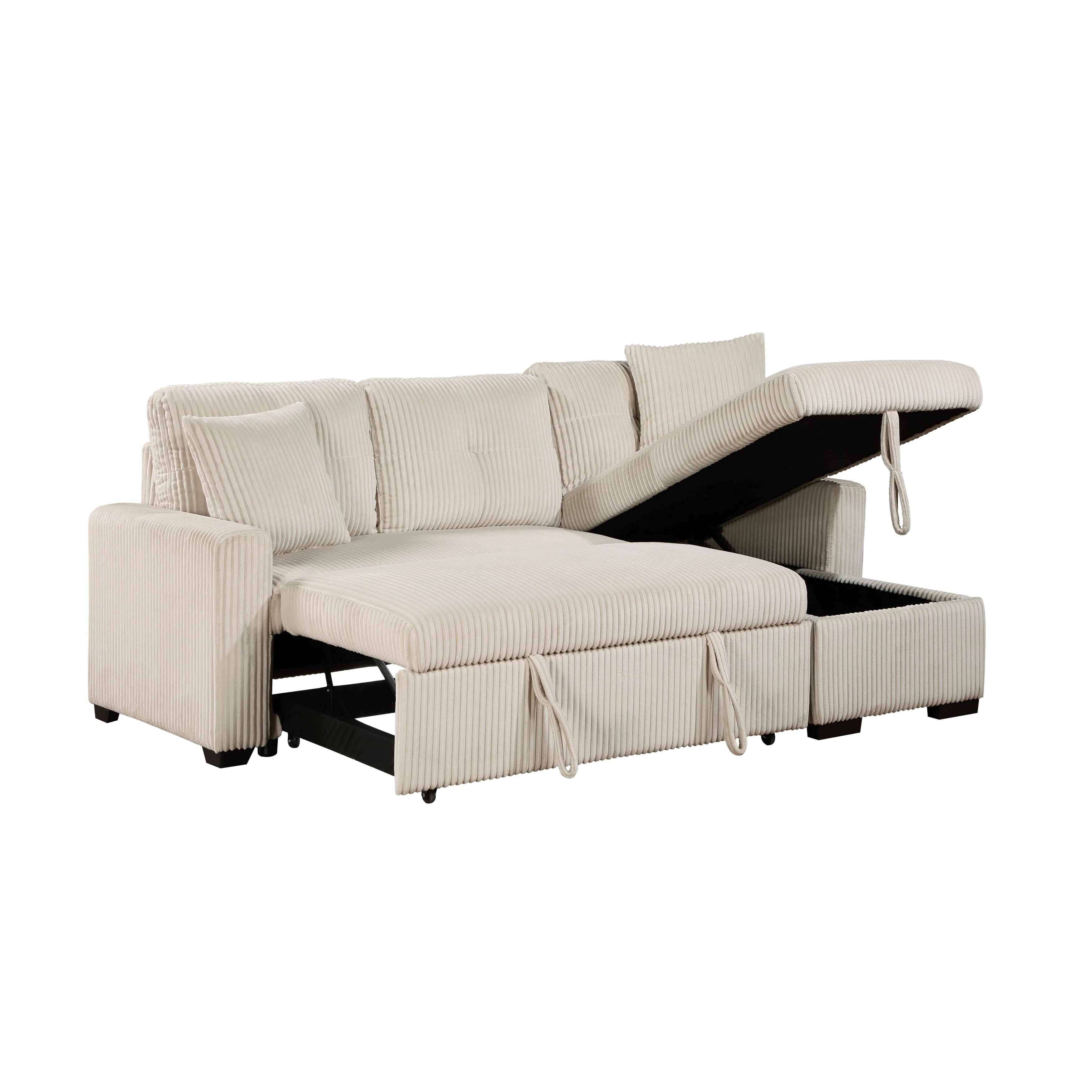 Rhett Beige 3-Piece Reversible Sectional with Pull-out Bed and Hidden Storage - Image 13