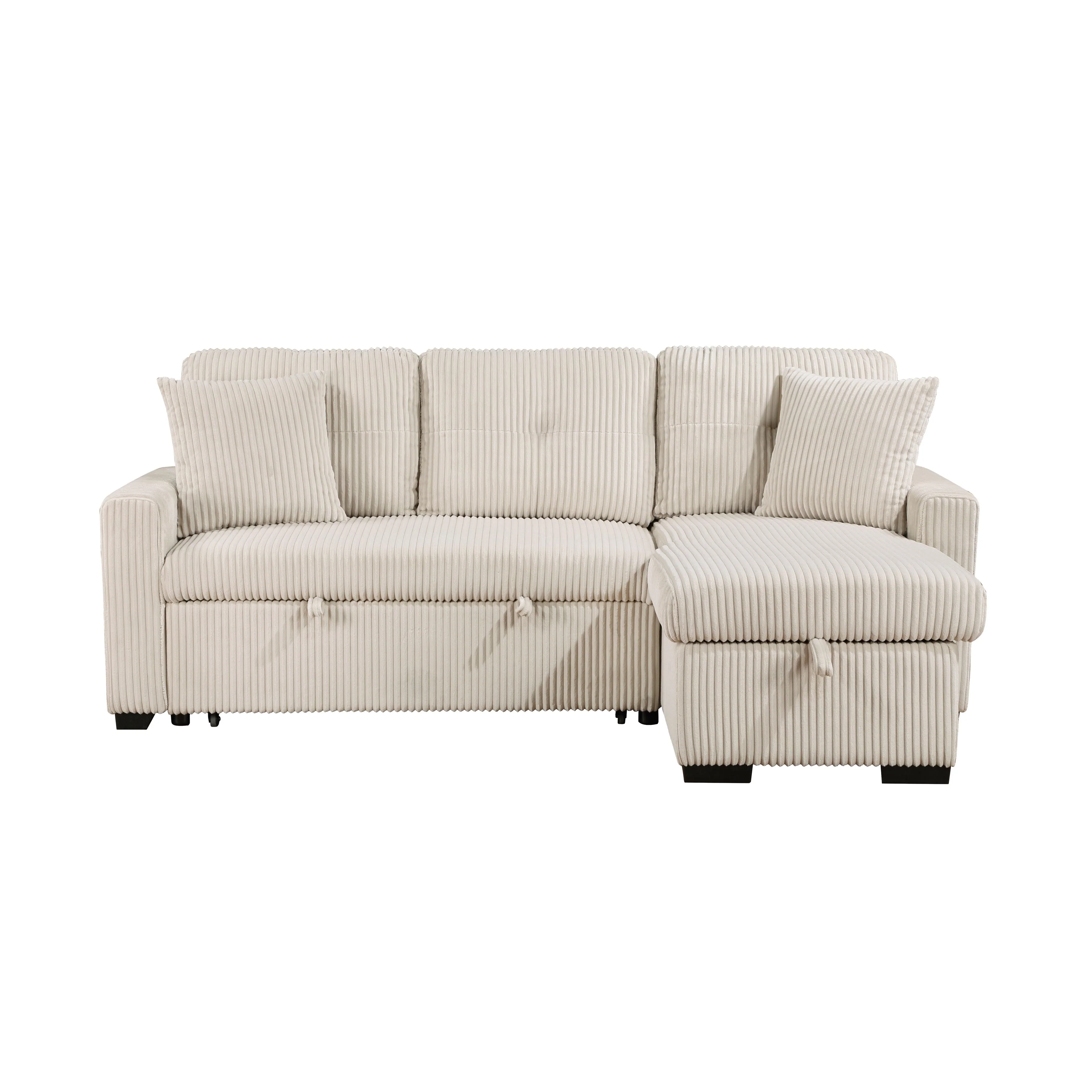 Rhett Beige 3-Piece Reversible Sectional with Pull-out Bed and Hidden Storage - Image 2