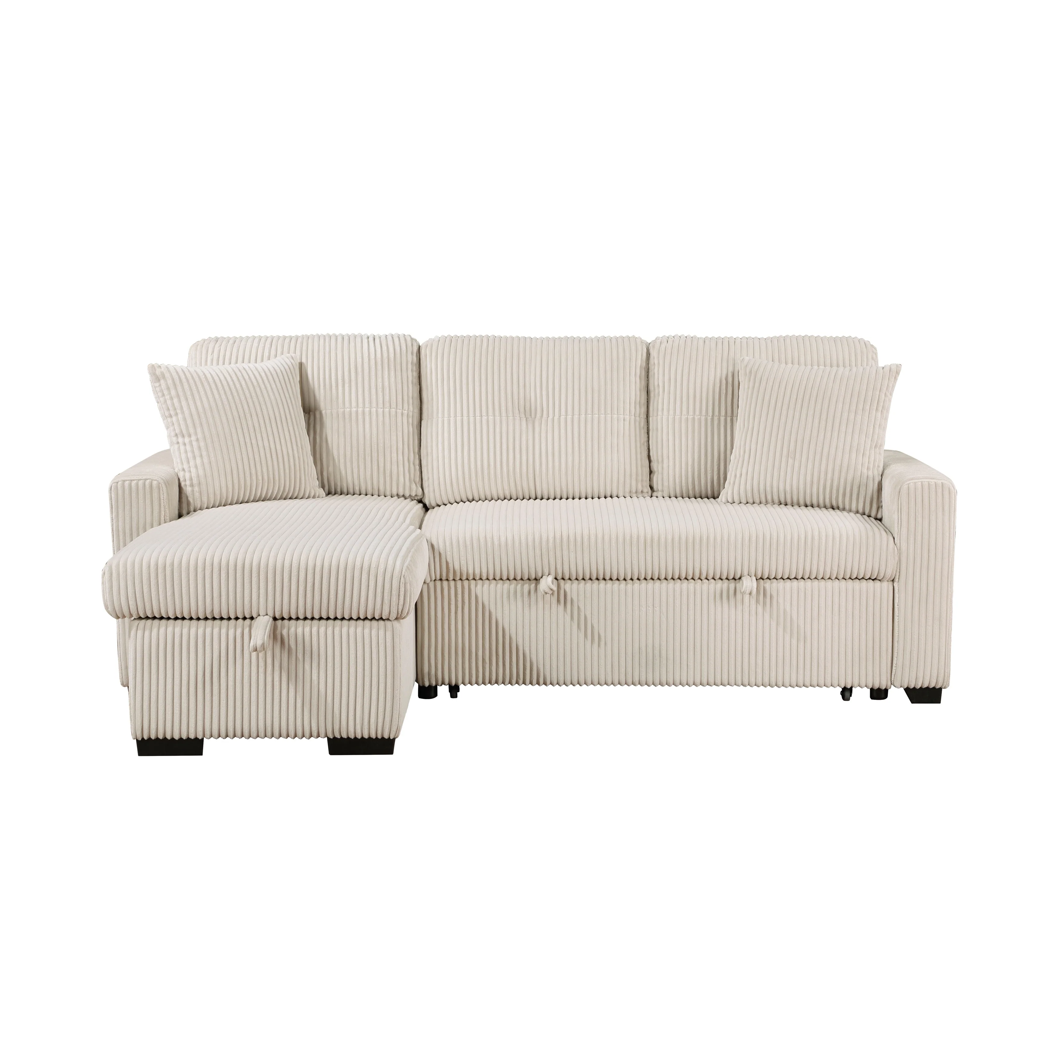 Rhett Beige 3-Piece Reversible Sectional with Pull-out Bed and Hidden Storage - Image 3