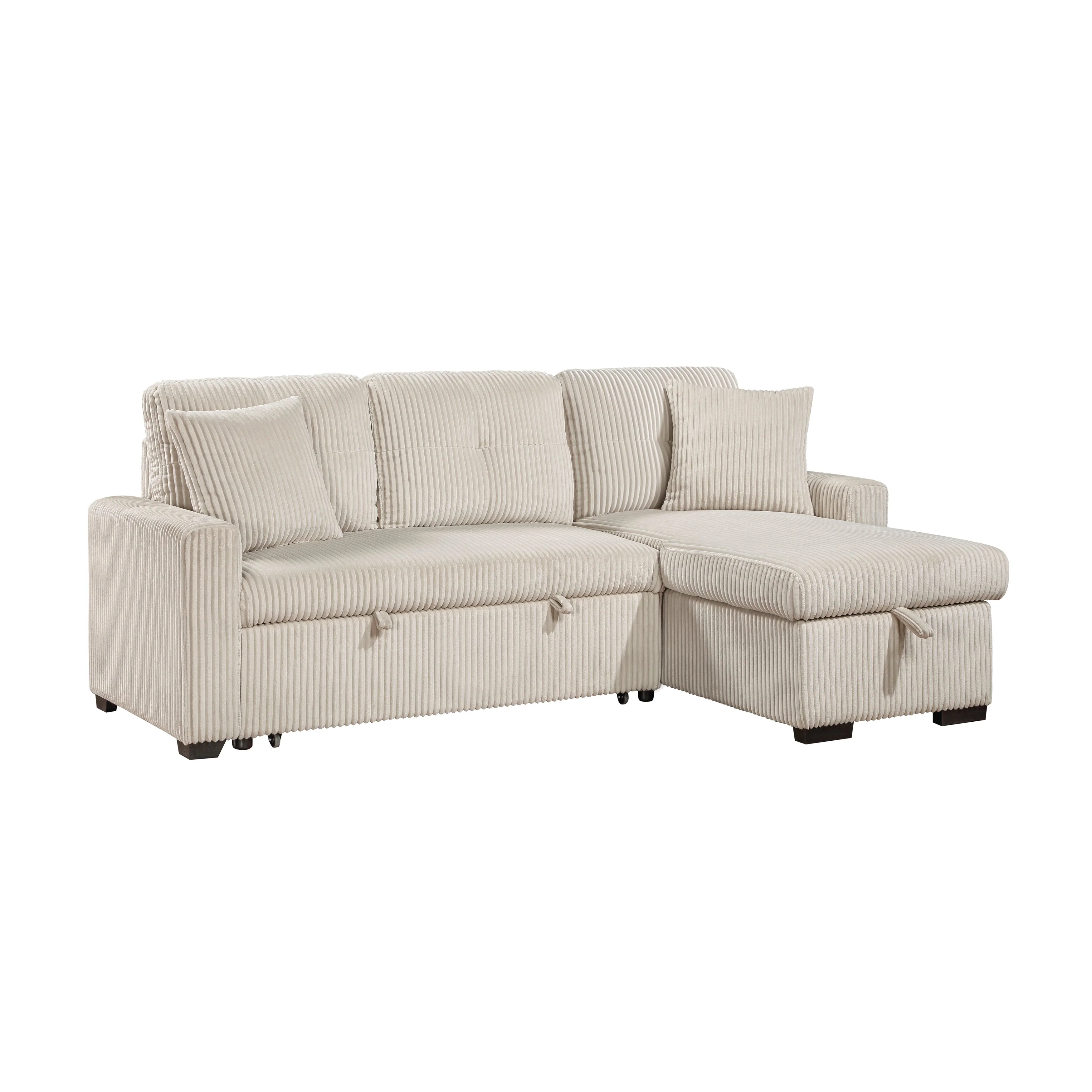 Rhett Beige 3-Piece Reversible Sectional with Pull-out Bed and Hidden Storage - Image 4