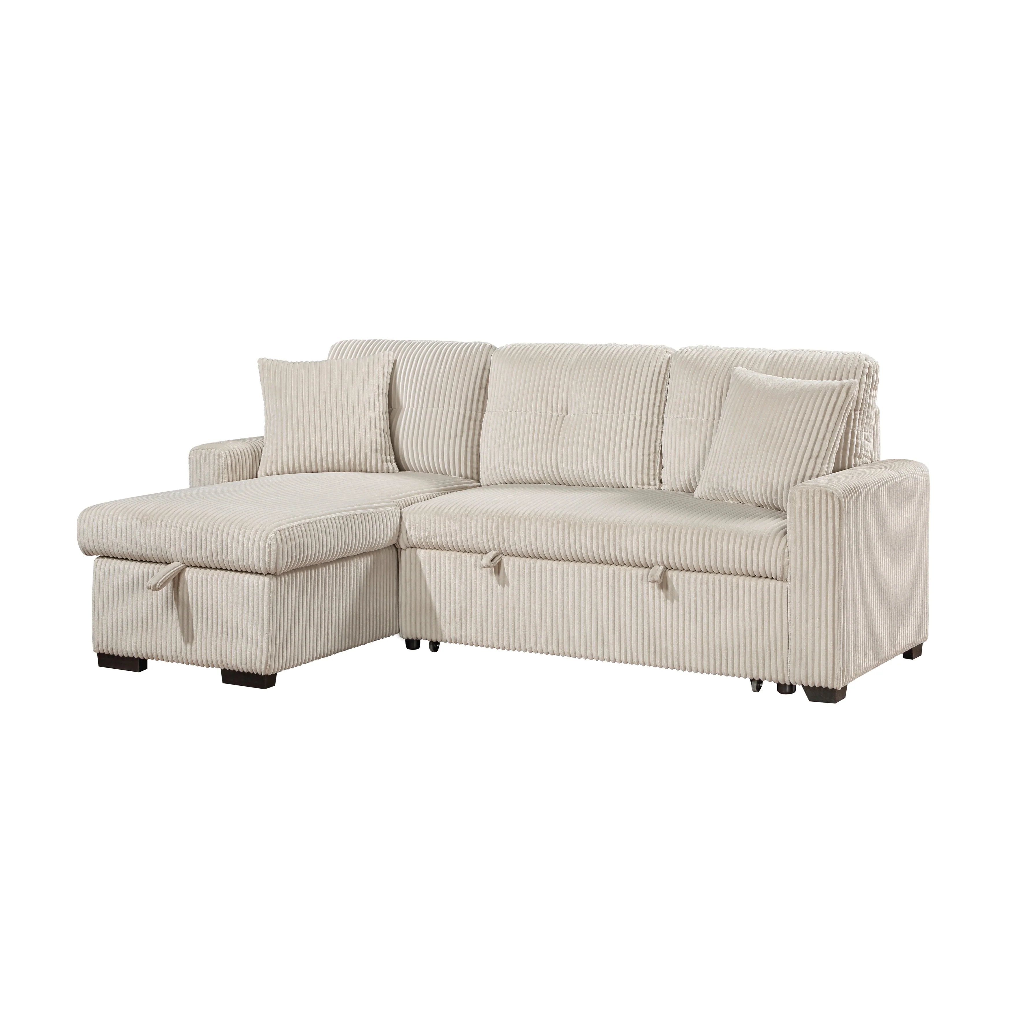 Rhett Beige 3-Piece Reversible Sectional with Pull-out Bed and Hidden Storage - Image 5