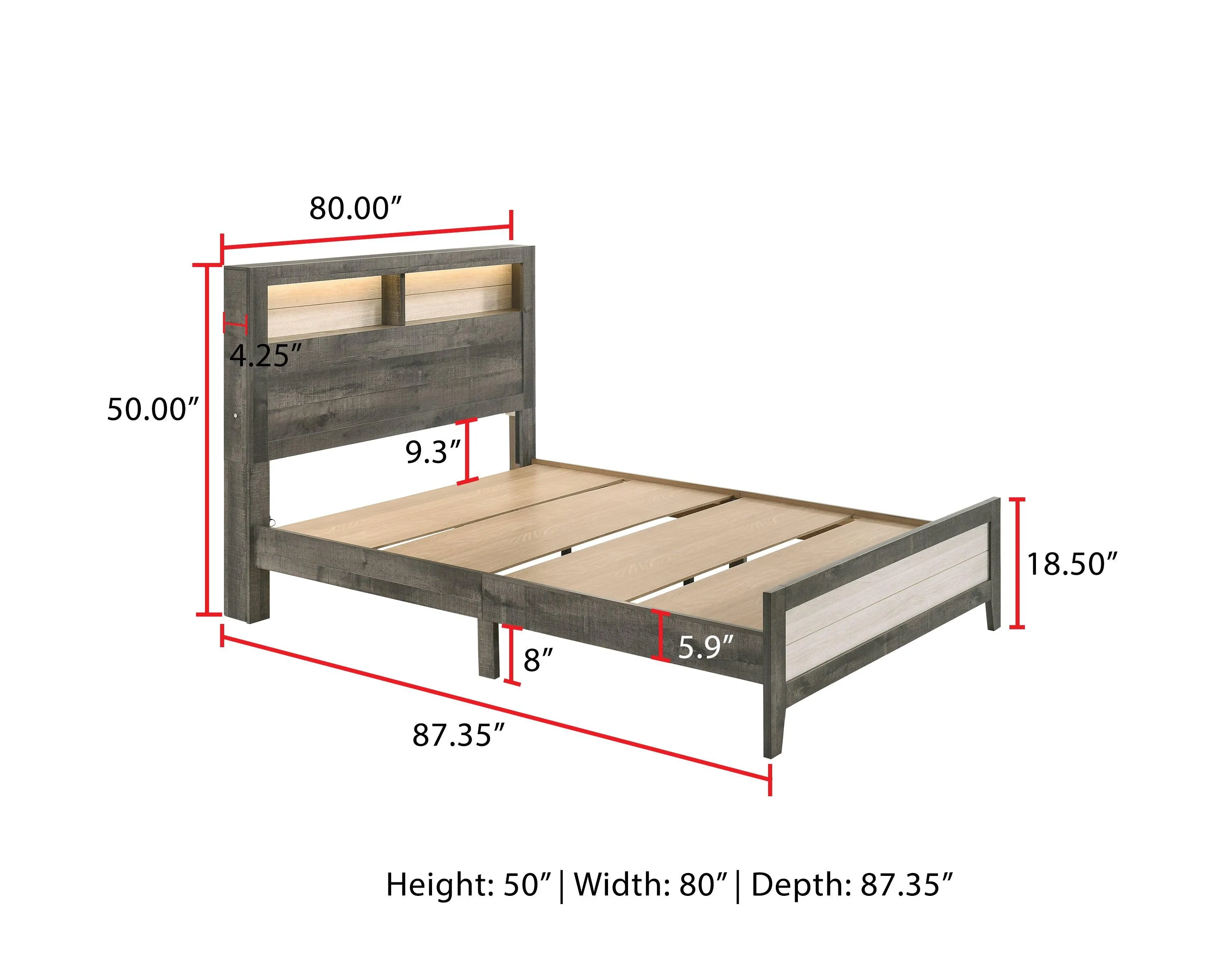 Rhett Brown and Cream King LED Platform Bed - Image 5