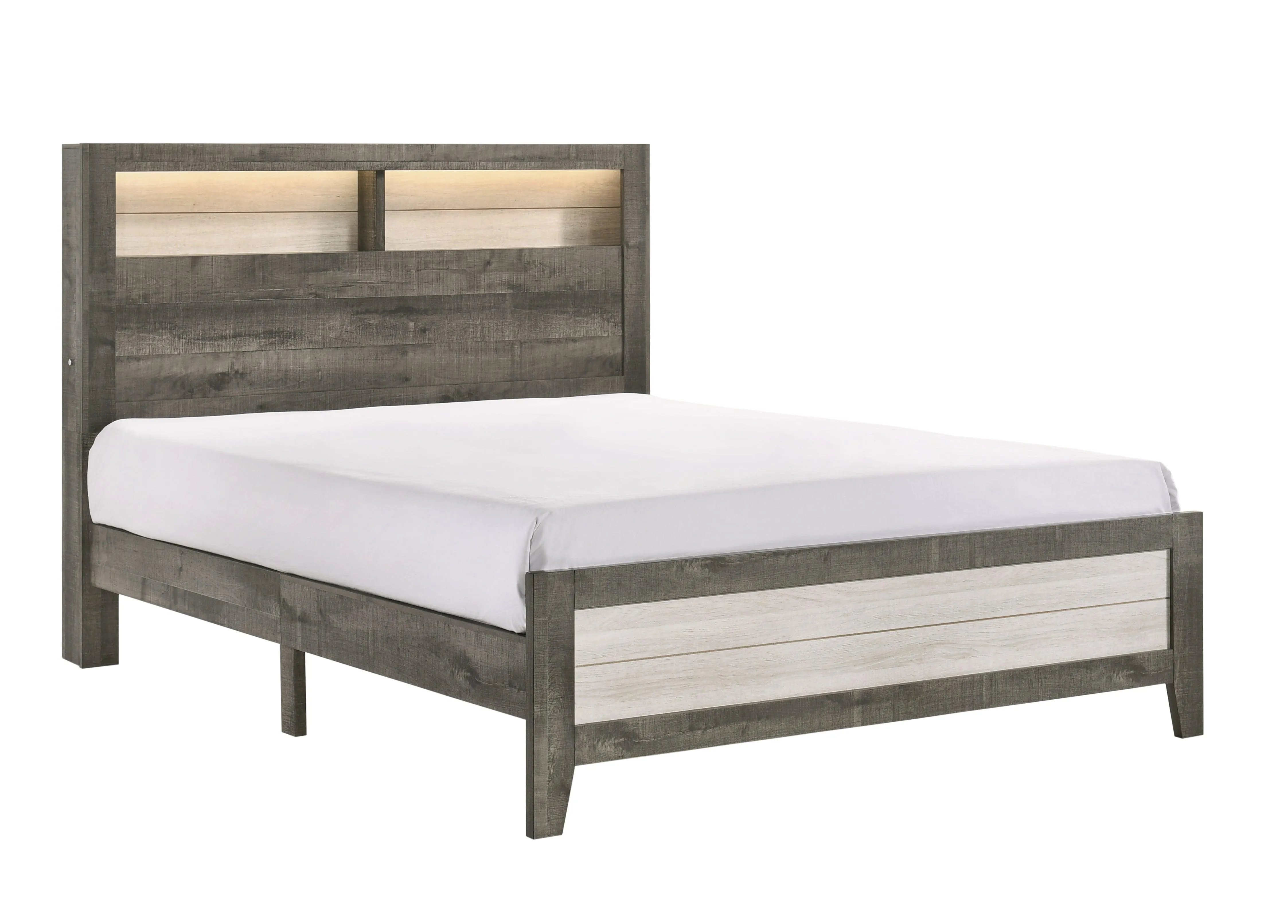 Rhett Brown and Cream Queen LED Platform Bed