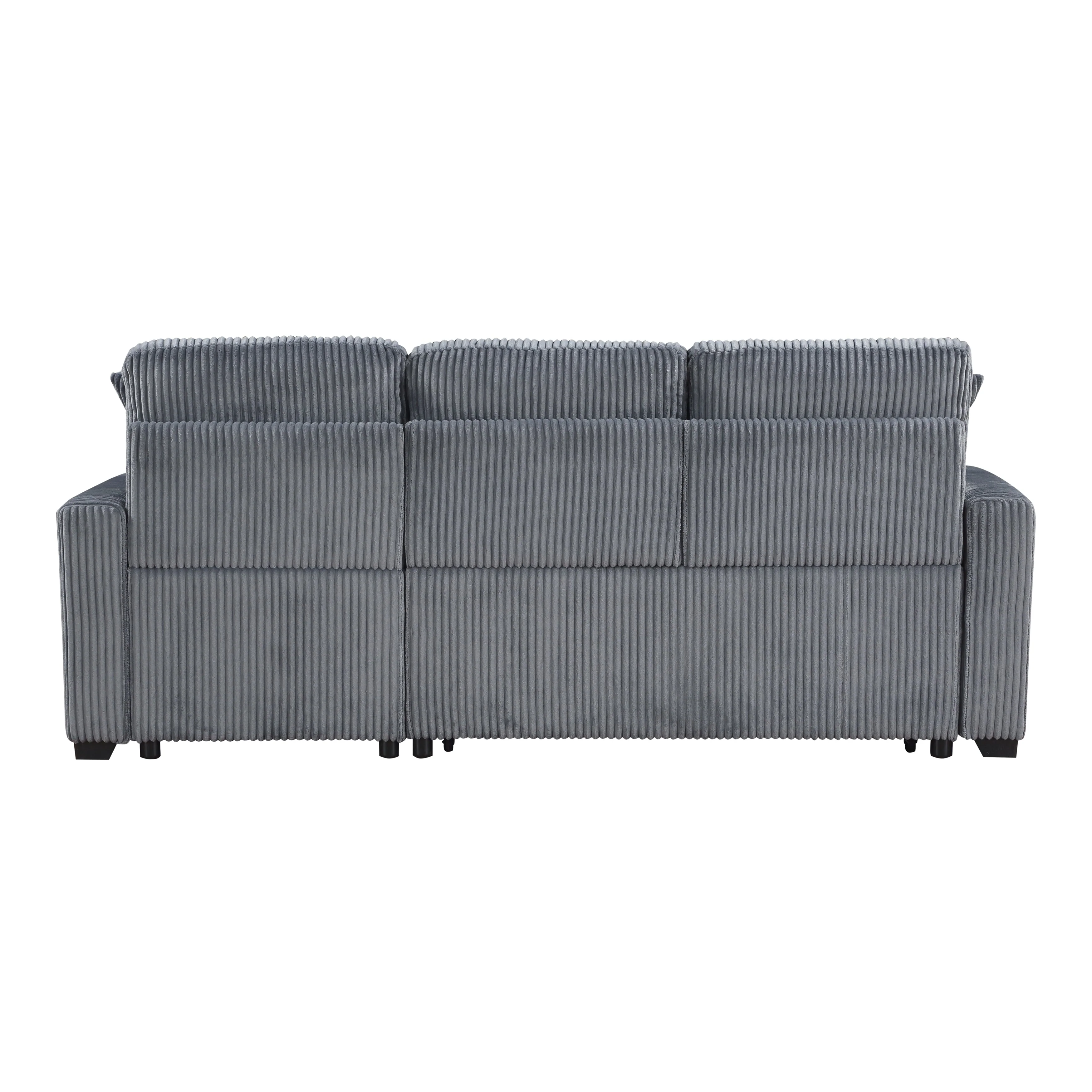 Rhett Dark Gray 3-Piece Reversible Sectional with Pull-out Bed and Hidden Storage - Image 10