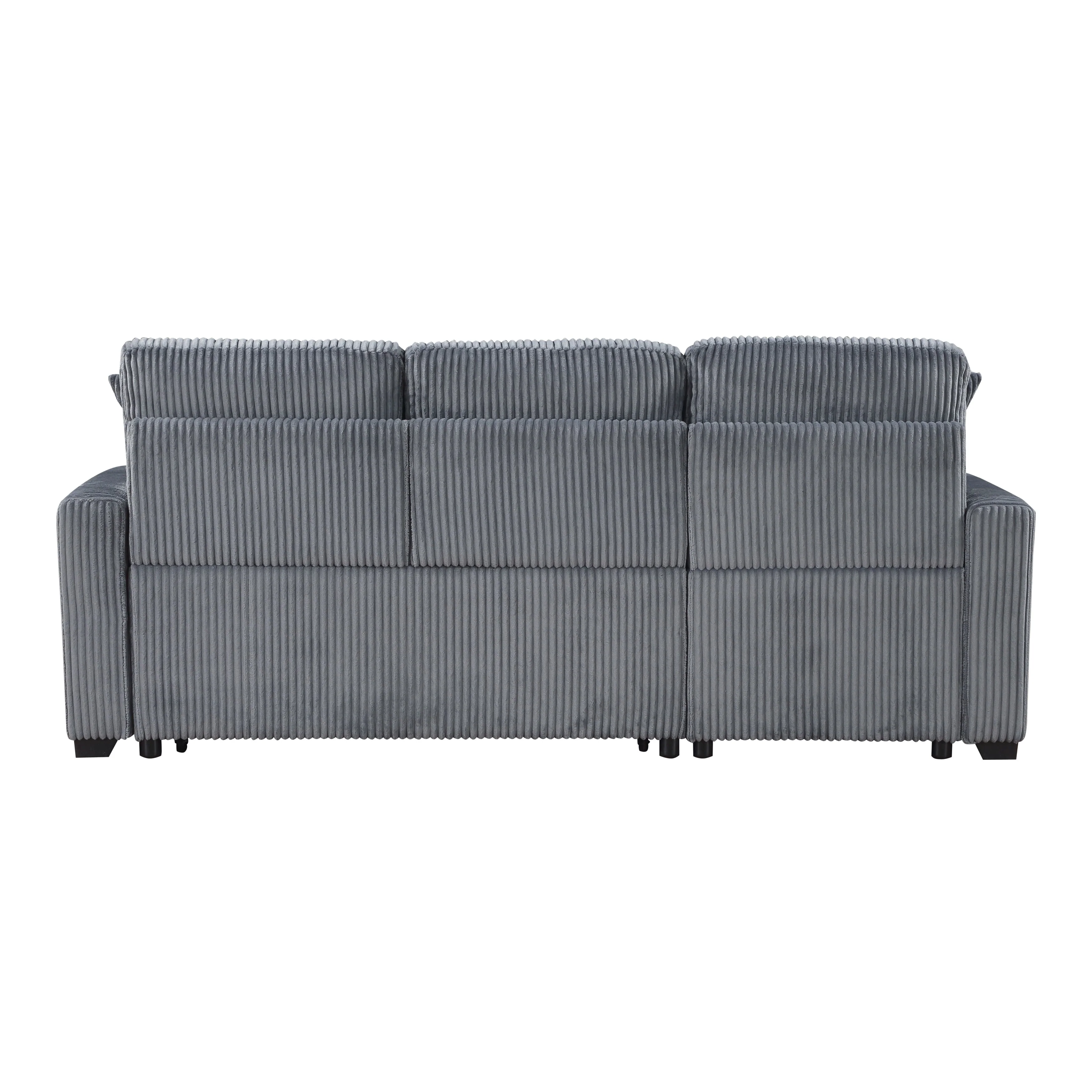 Rhett Dark Gray 3-Piece Reversible Sectional with Pull-out Bed and Hidden Storage - Image 11