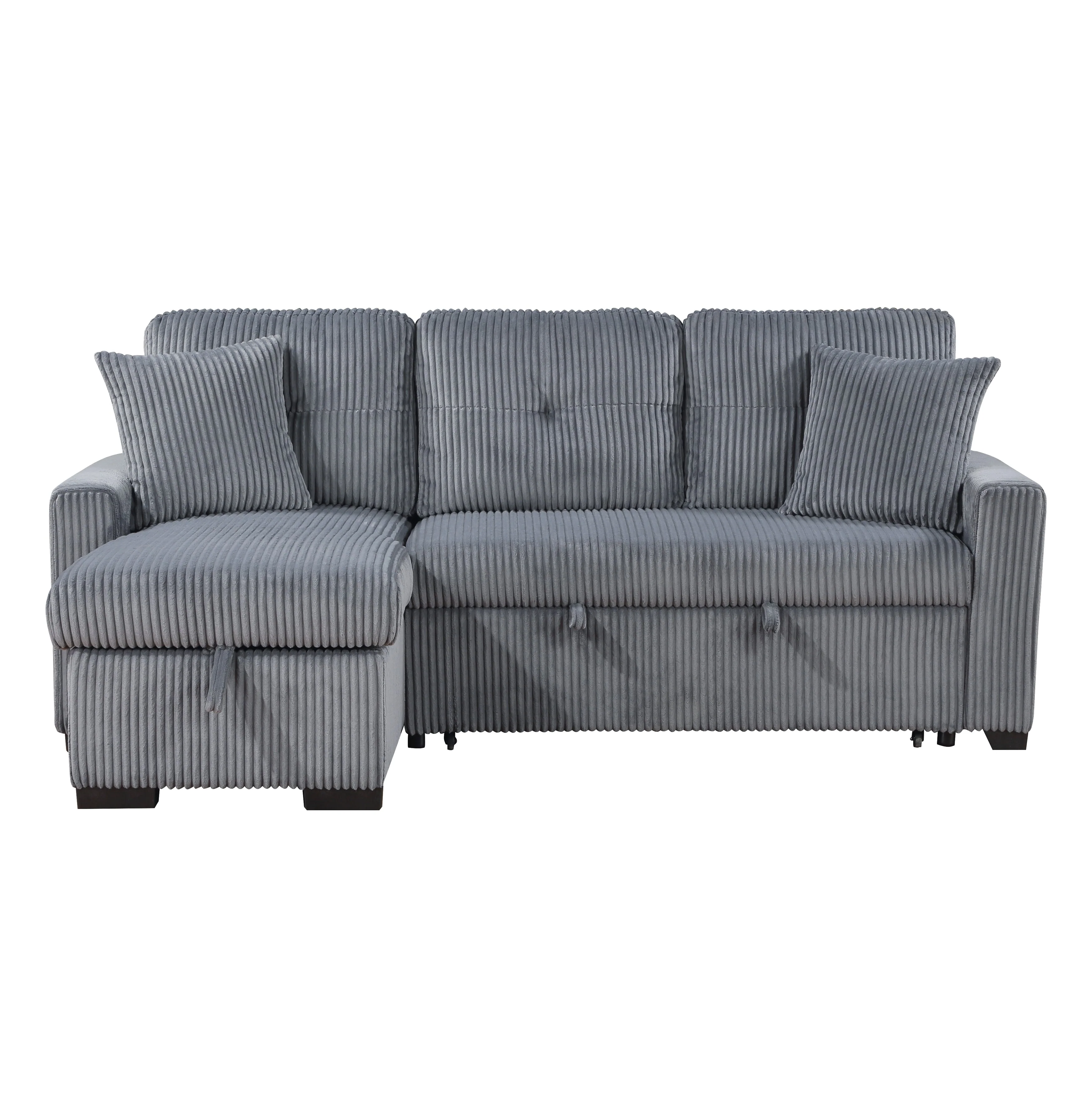 Rhett Dark Gray 3-Piece Reversible Sectional with Pull-out Bed and Hidden Storage - Image 3