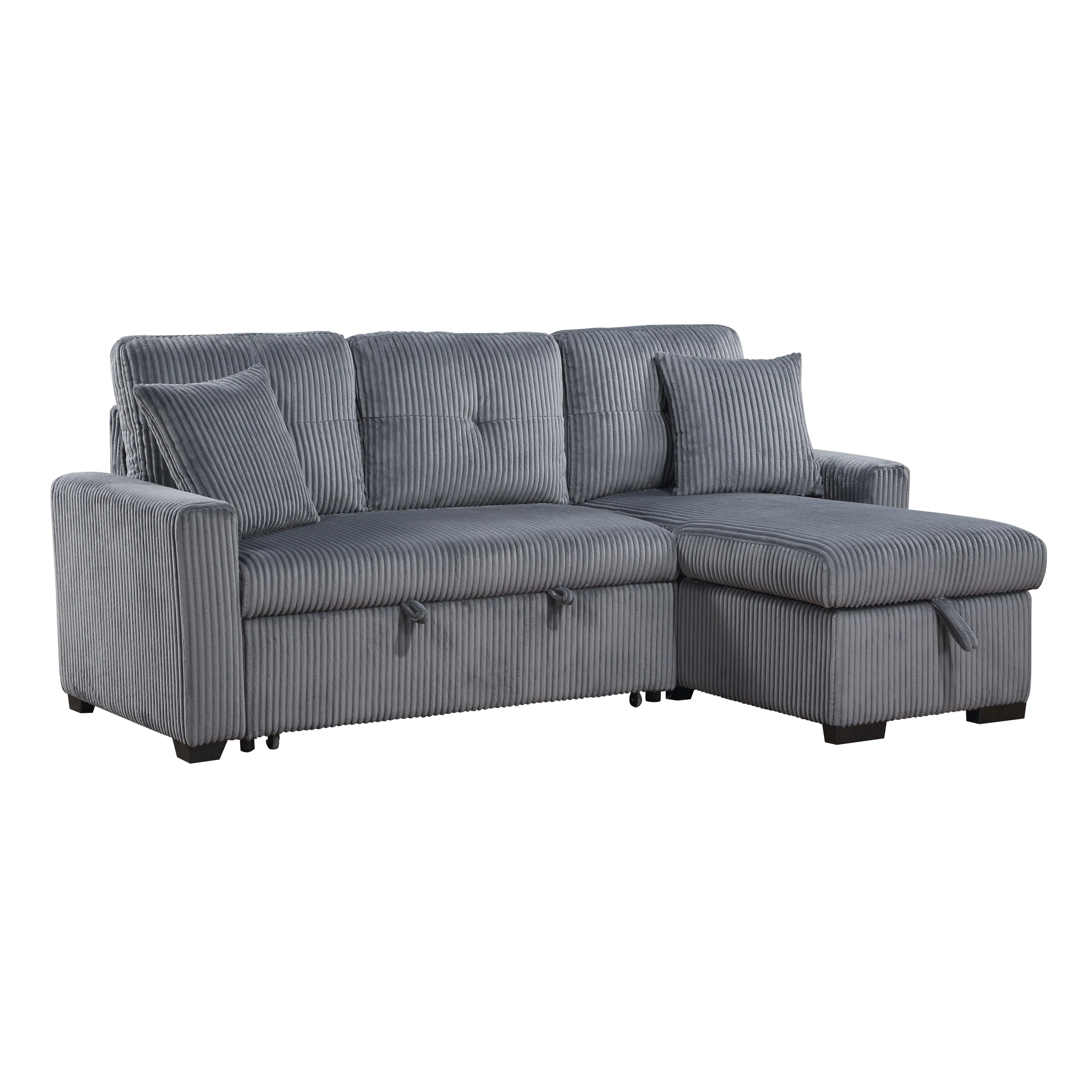 Rhett Dark Gray 3-Piece Reversible Sectional with Pull-out Bed and Hidden Storage - Image 4