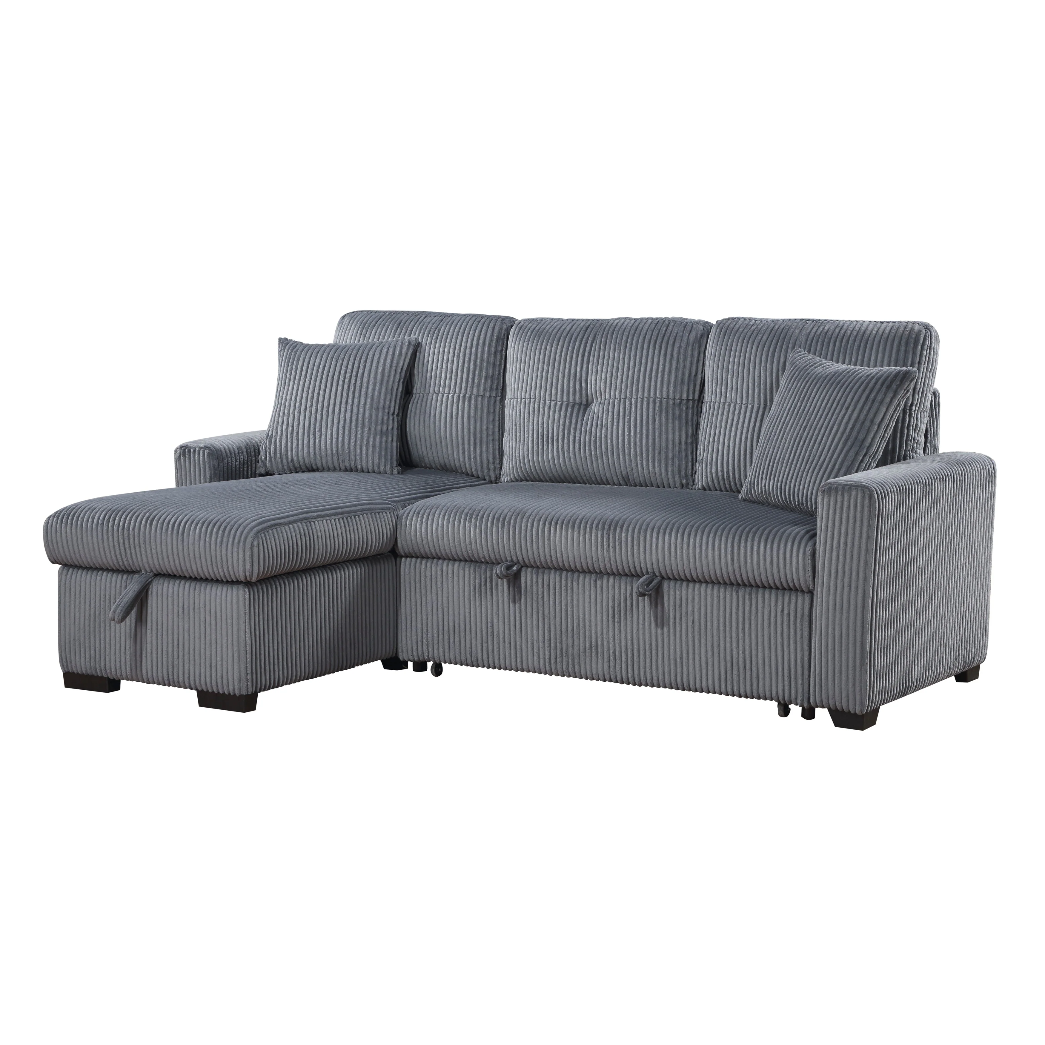 Rhett Dark Gray 3-Piece Reversible Sectional with Pull-out Bed and Hidden Storage - Image 5