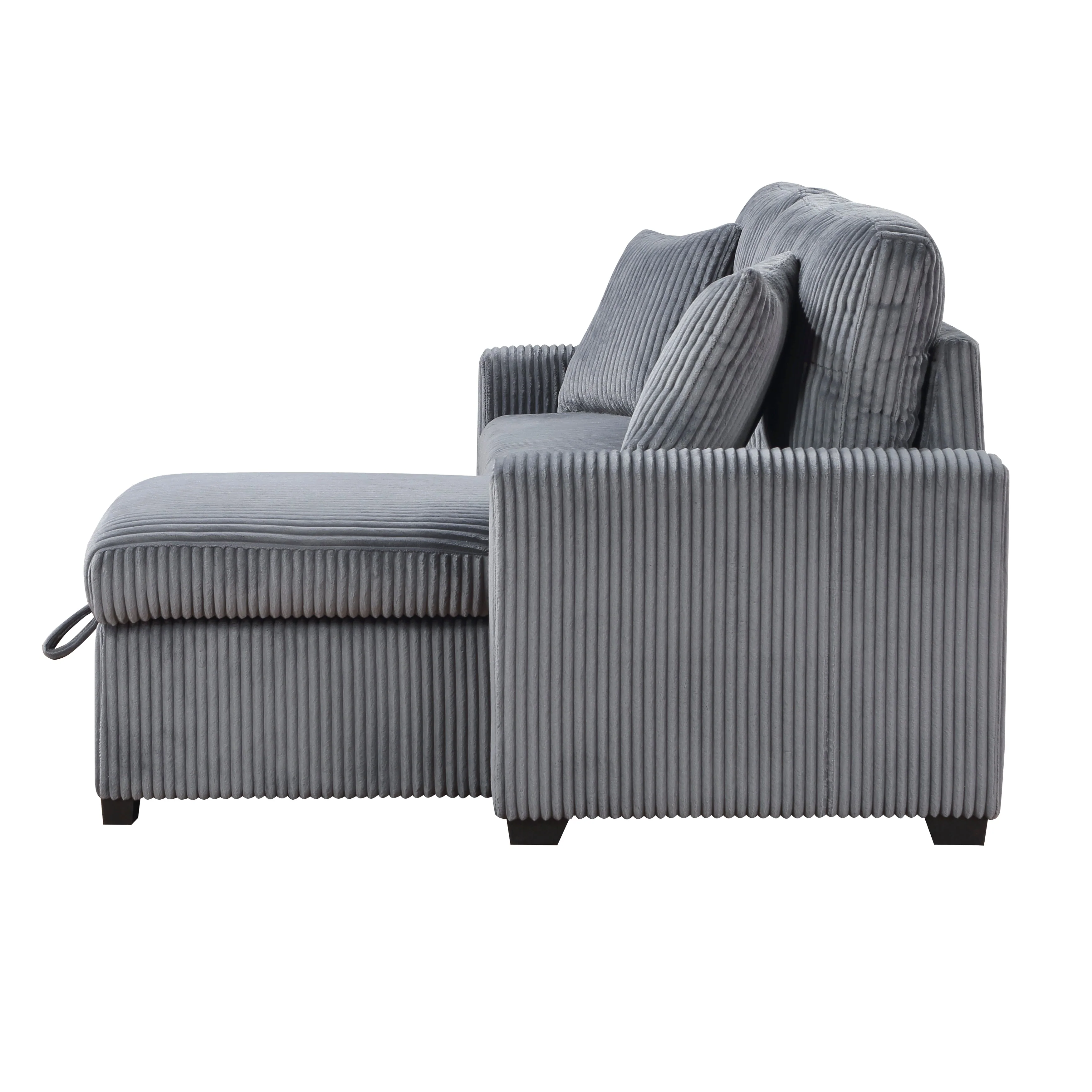 Rhett Dark Gray 3-Piece Reversible Sectional with Pull-out Bed and Hidden Storage - Image 7