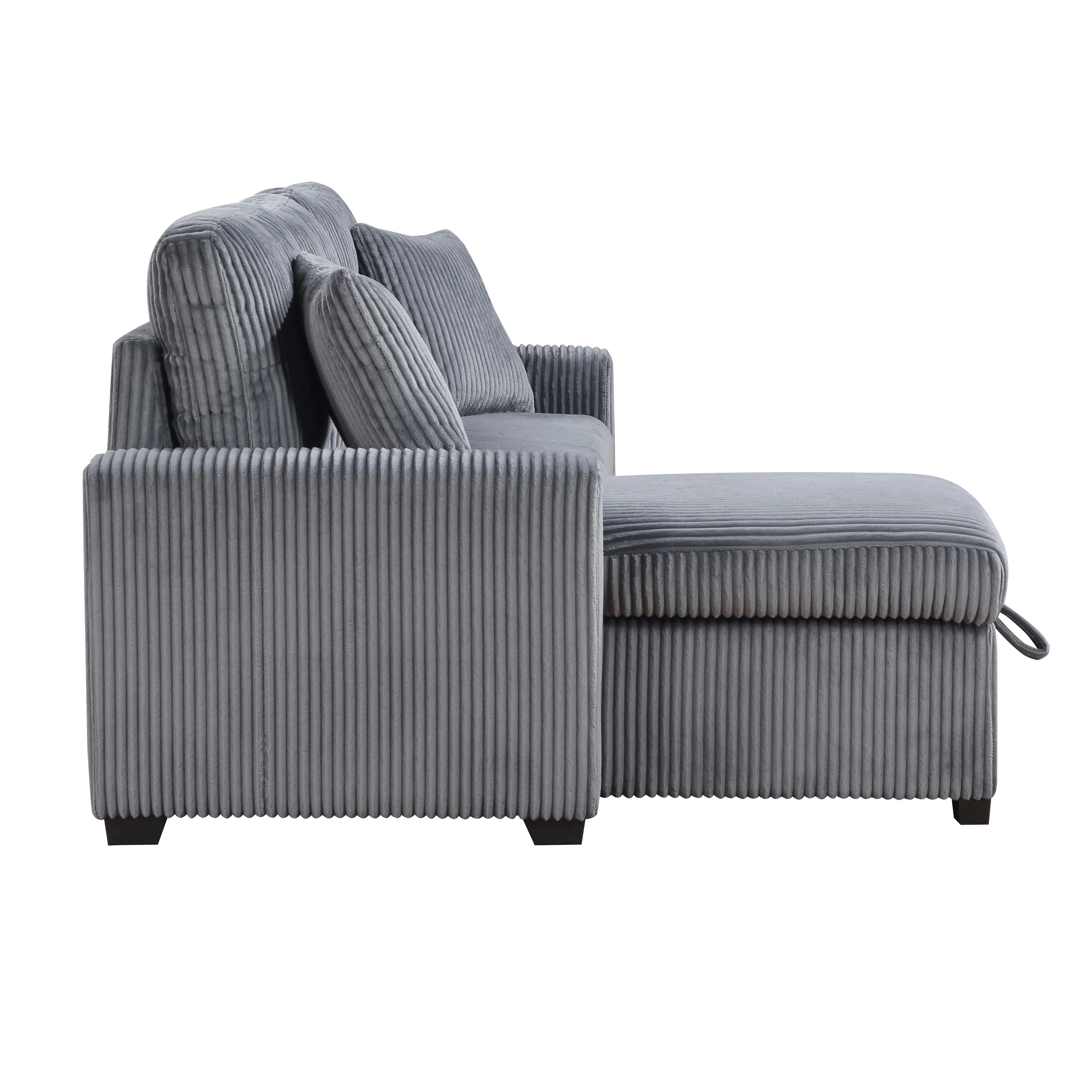 Rhett Dark Gray 3-Piece Reversible Sectional with Pull-out Bed and Hidden Storage - Image 8