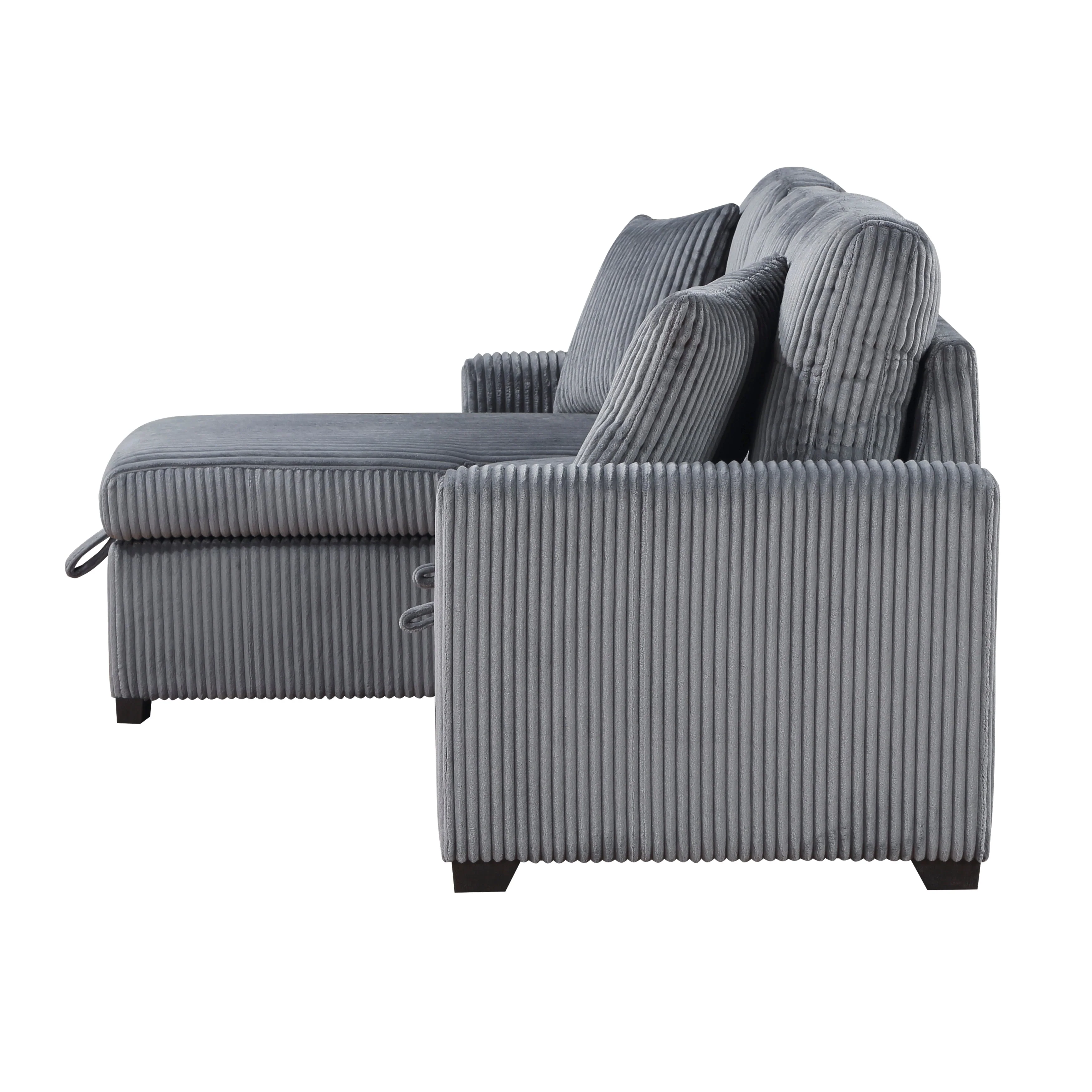 Rhett Dark Gray 3-Piece Reversible Sectional with Pull-out Bed and Hidden Storage - Image 9
