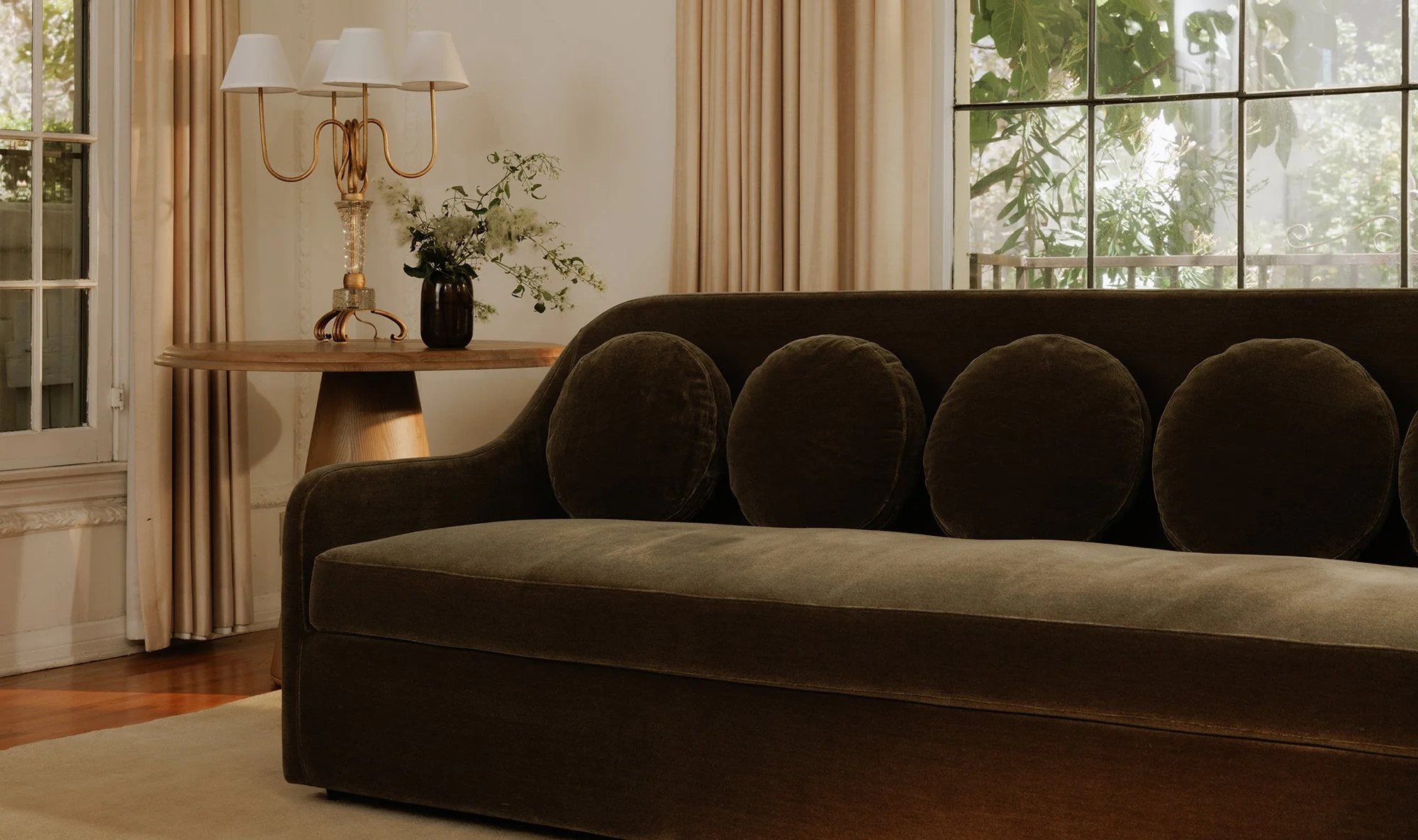 Rialto Sofa Dark Green Faux Mohair - Image 8
