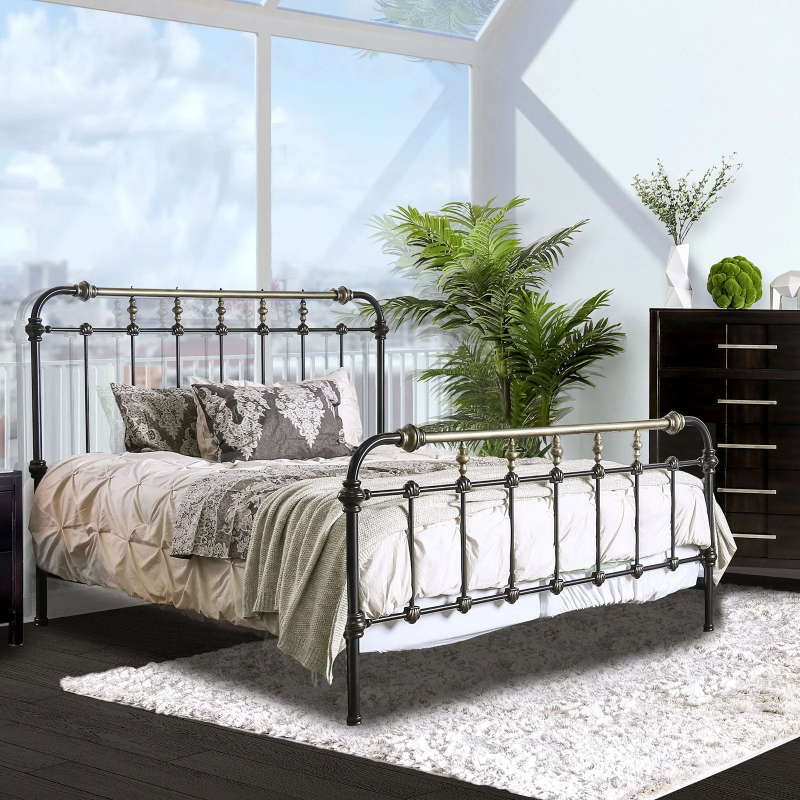 Riana Antique Black Twin Bed