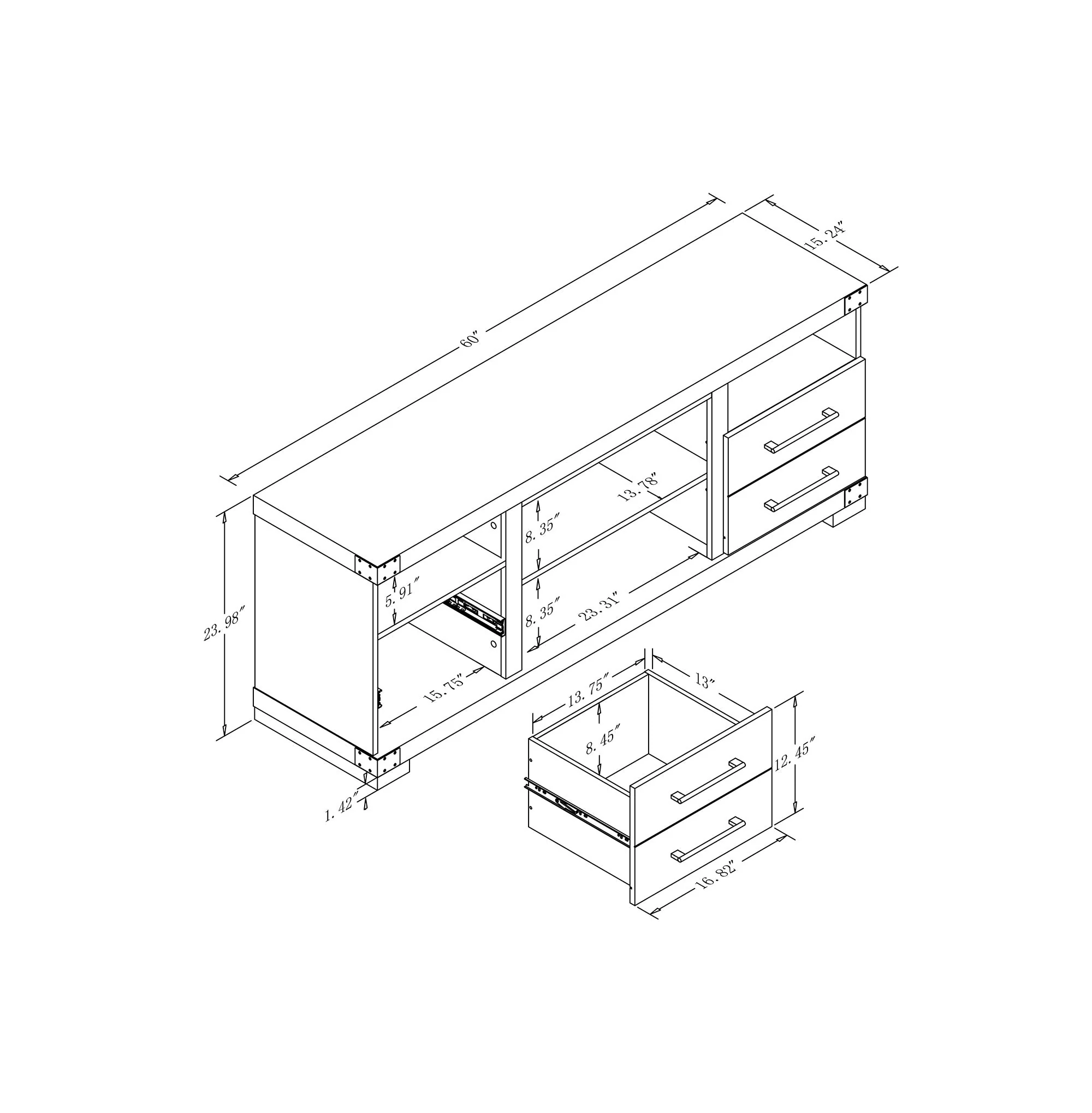 Richmond 60" TV Stand in Brown - Image 3