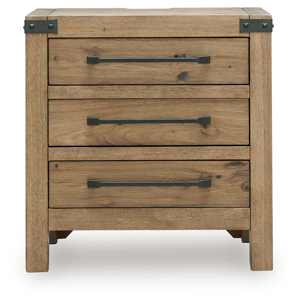 Ridgester Light Brown Three Drawer Nightstand - Image 3