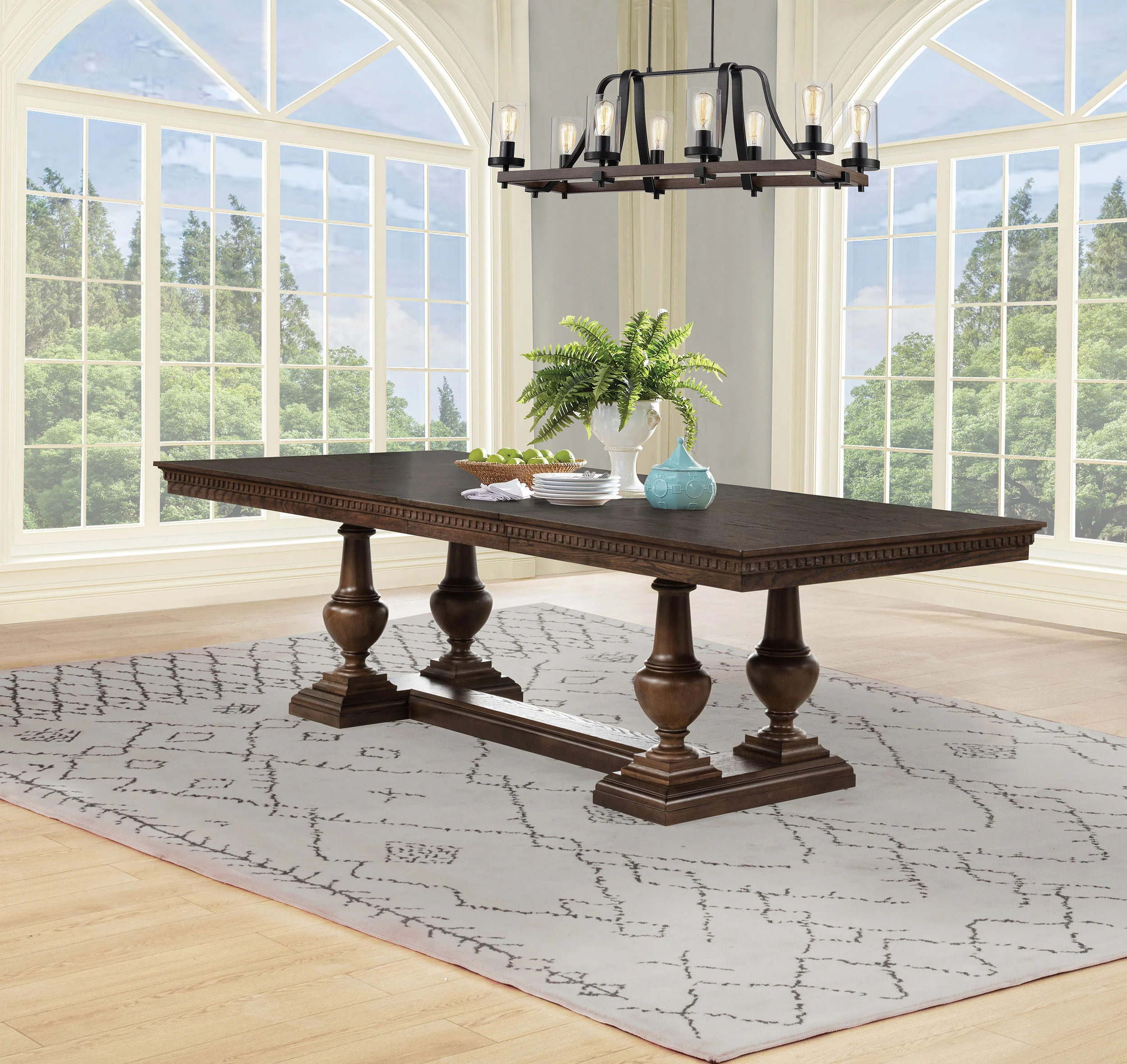 Ridgewell Dark Oak Rectangular Trestle Dining Table