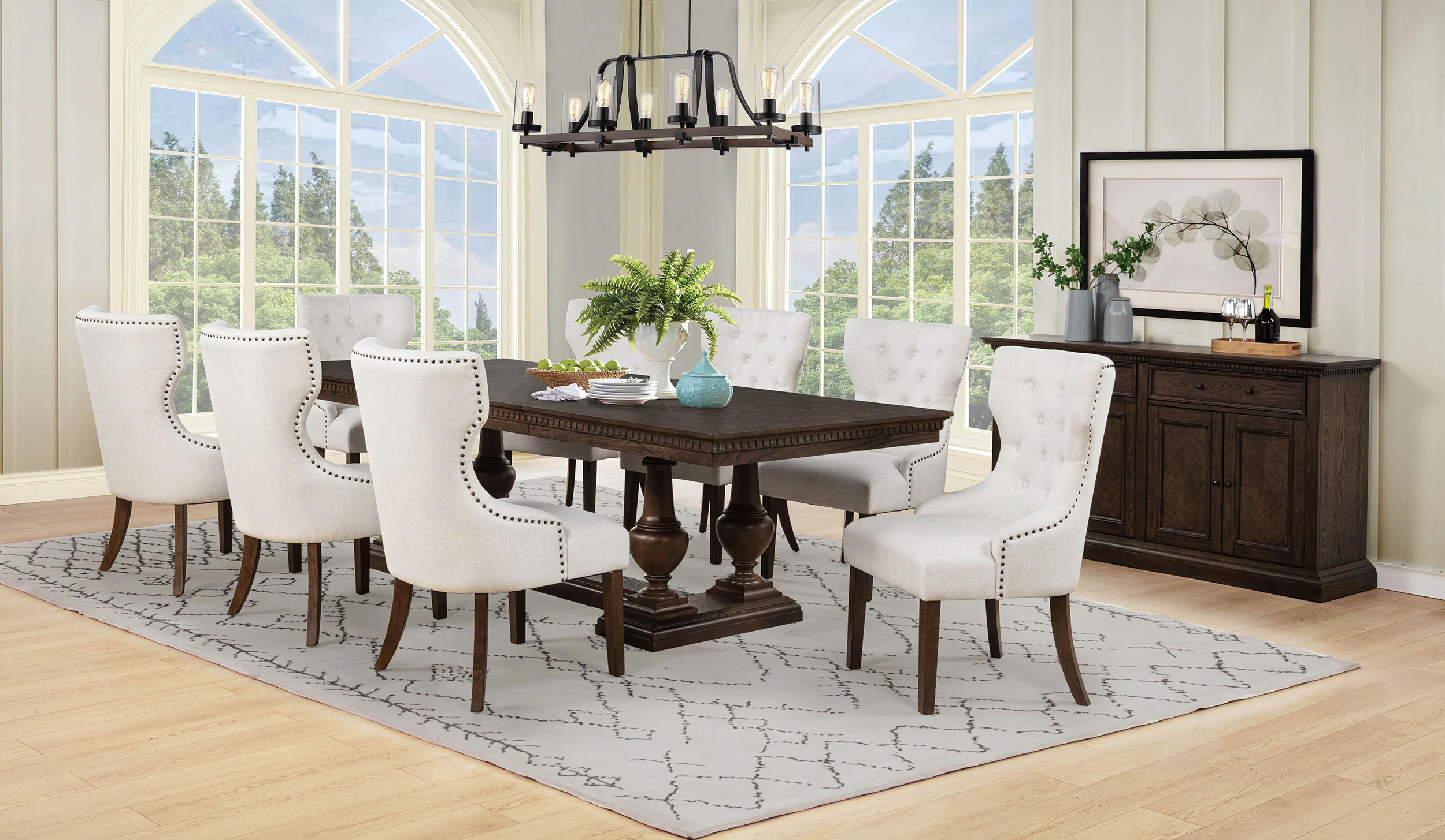 Ridgewell Dark Oak Rectangular Trestle Dining Table - Image 14