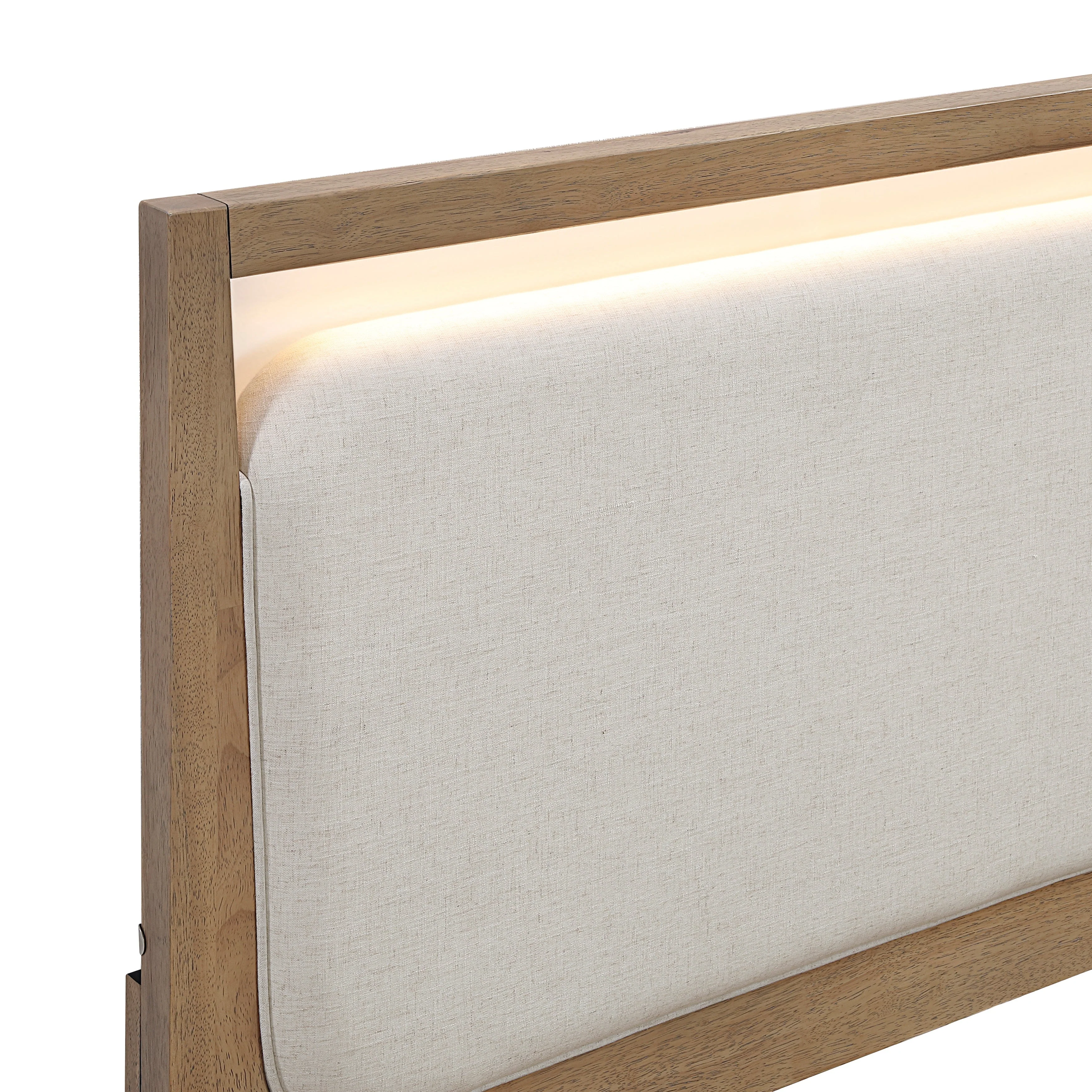 Riley Light Brown California King Upholstered Bed - Image 6