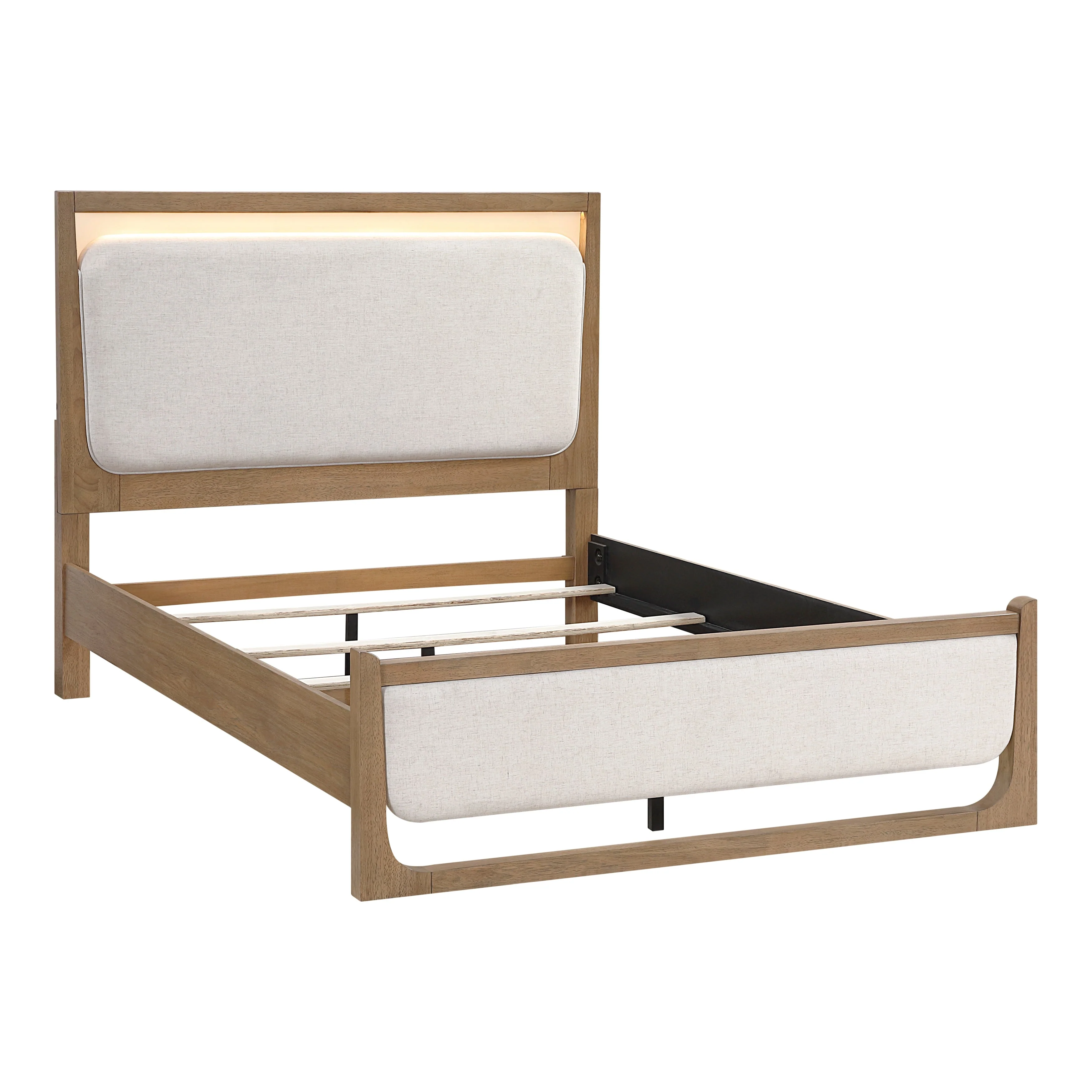 Riley Light Brown Queen Upholstered Bed - Image 9