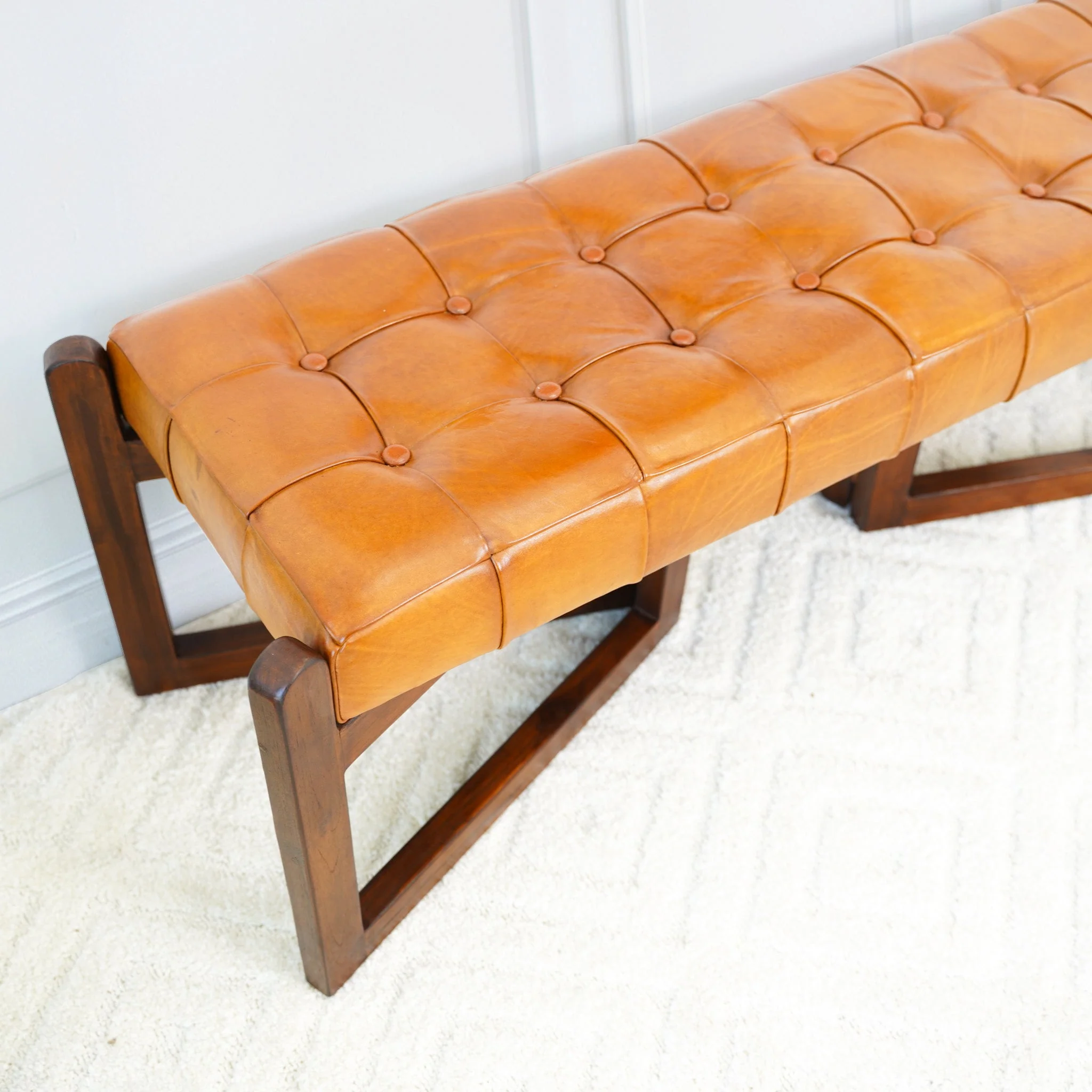 Riley Tan Genuine Leather Bench - Image 6
