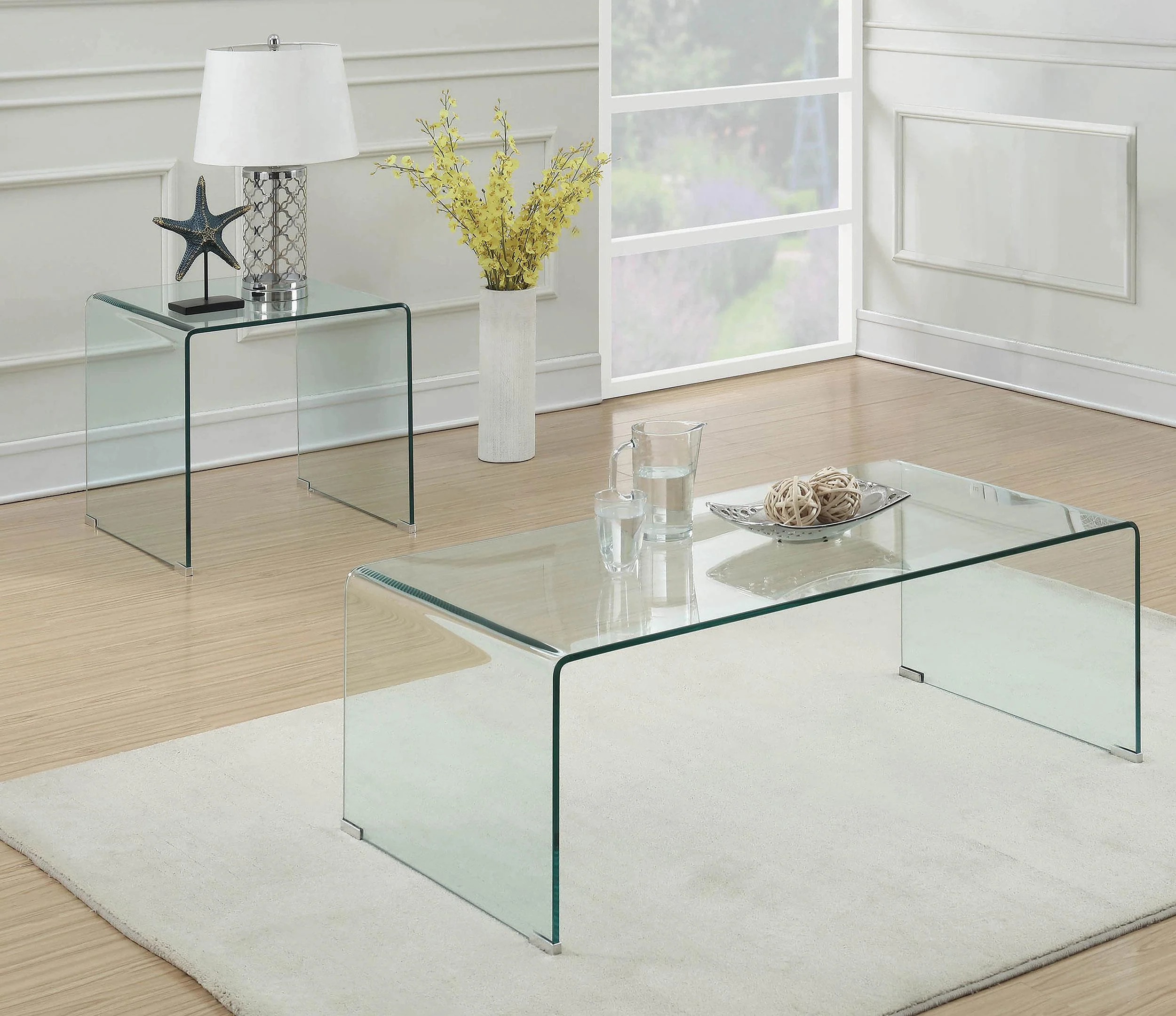 Ripley Clear Glass 2-Piece Coffee and End Table Set