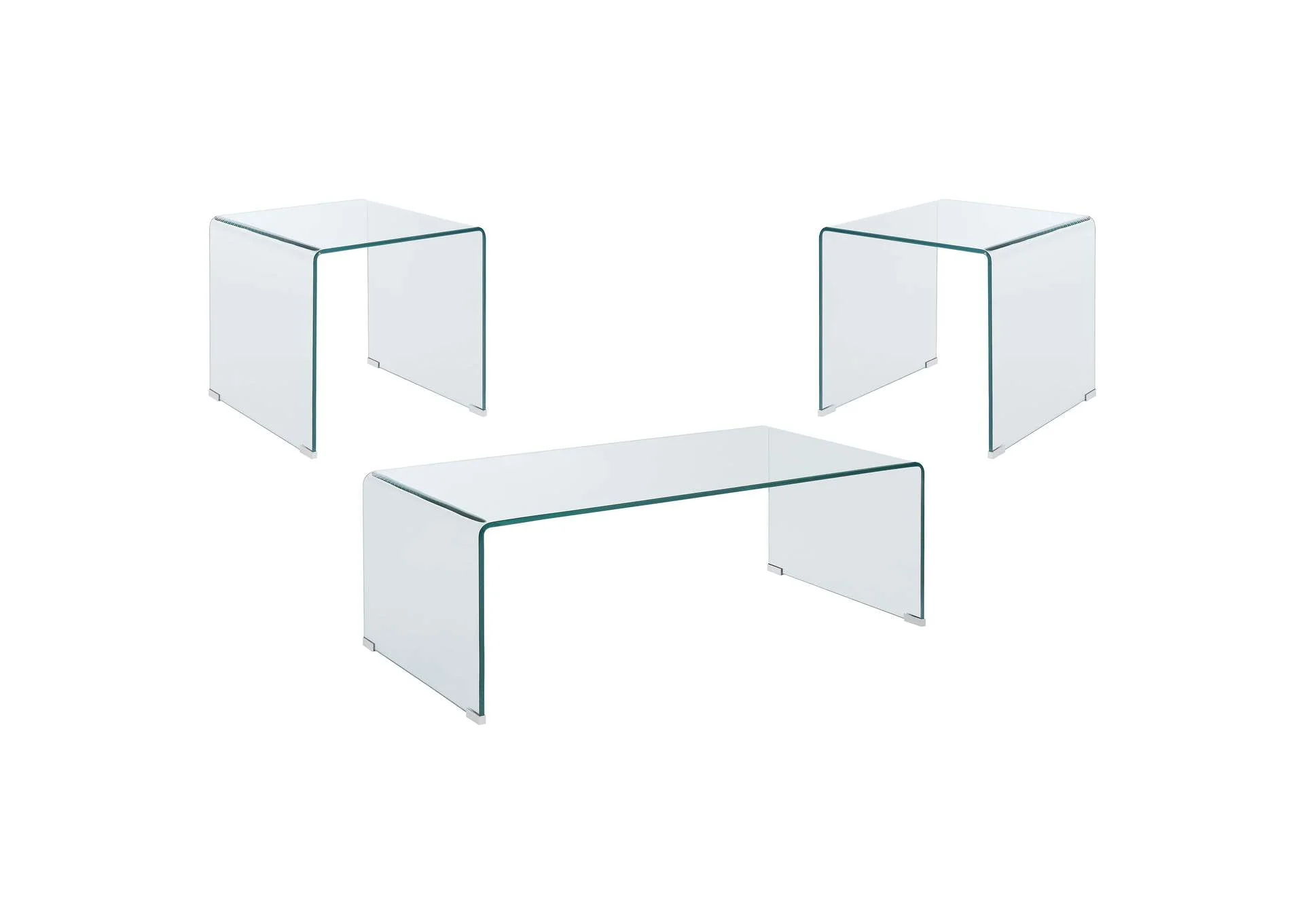 Ripley Clear Glass 3-Piece Coffee and End Table Set - Image 2