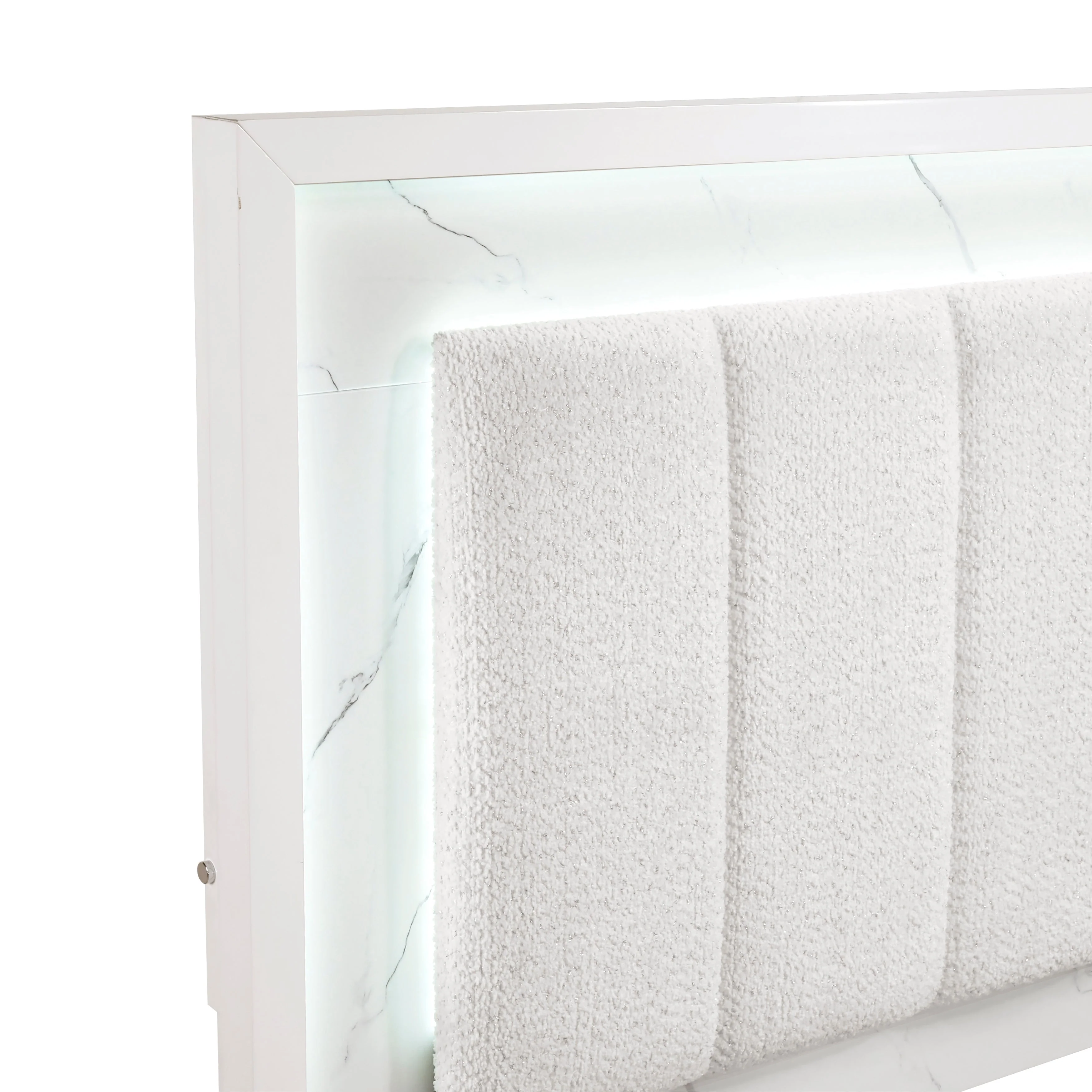 Ripple White Eastern King Led Panel Bed - Image 11