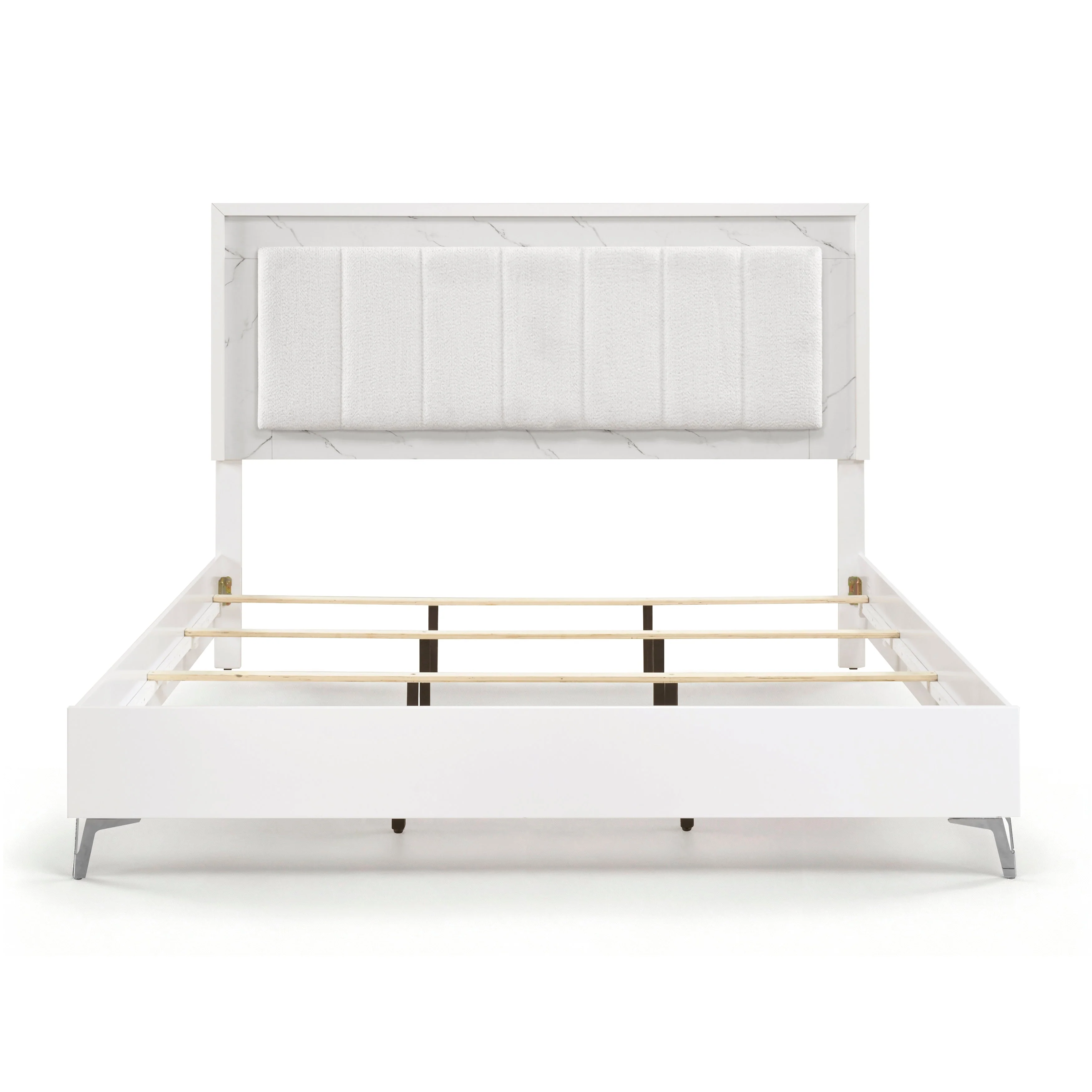 Ripple White Eastern King Led Panel Bed - Image 2