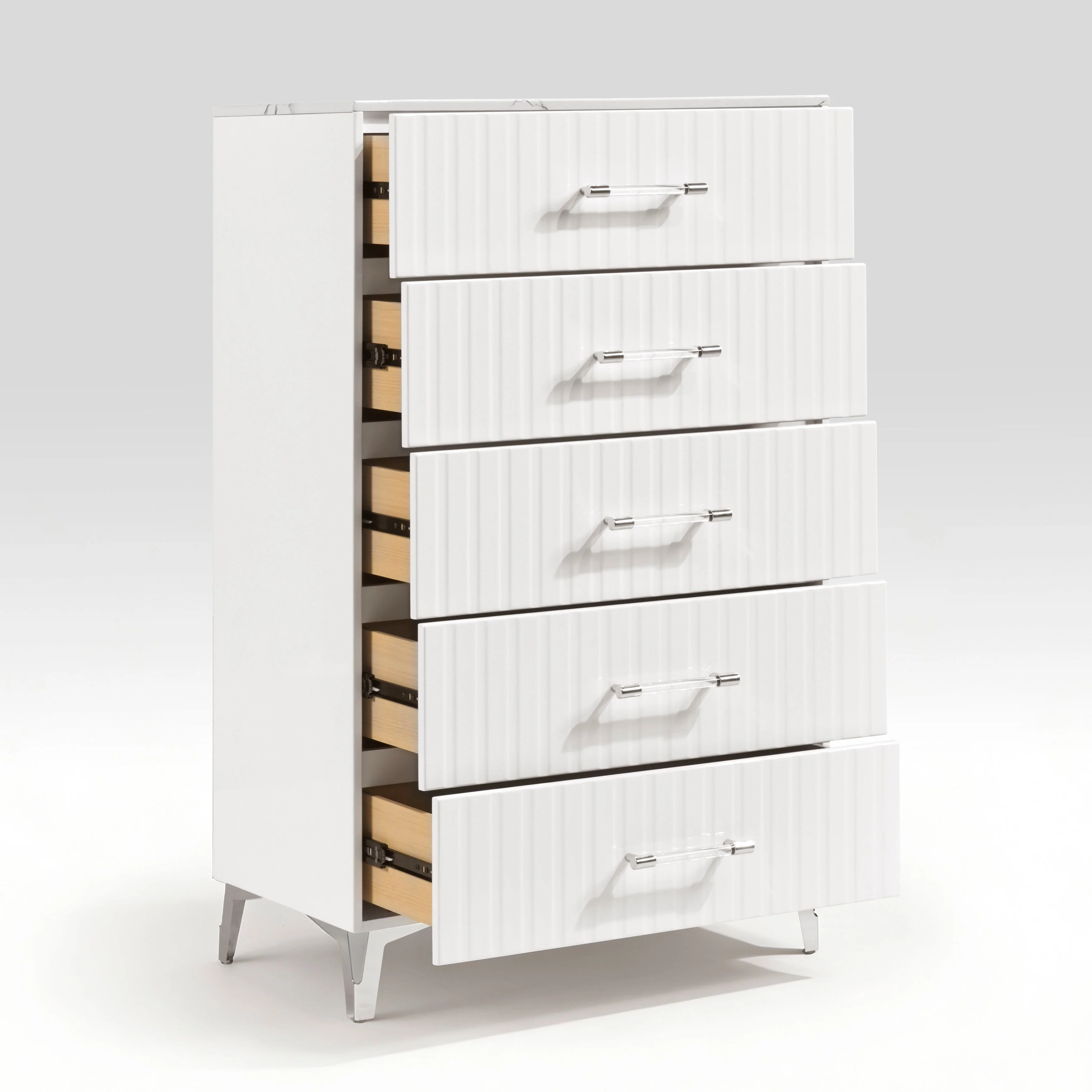 Ripple White Led Panel Bedroom Set - Image 9