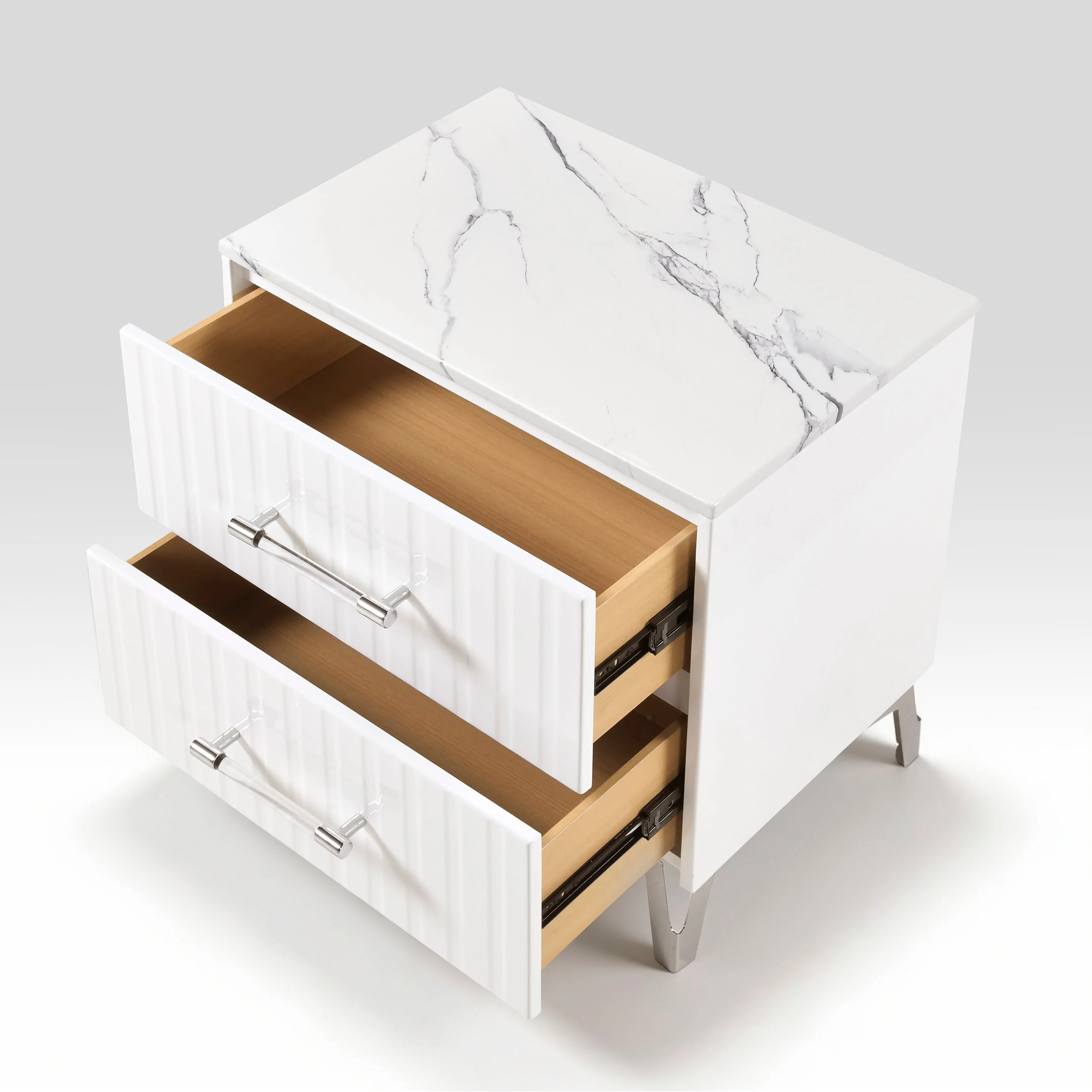Ripple White Night Stand - Image 4