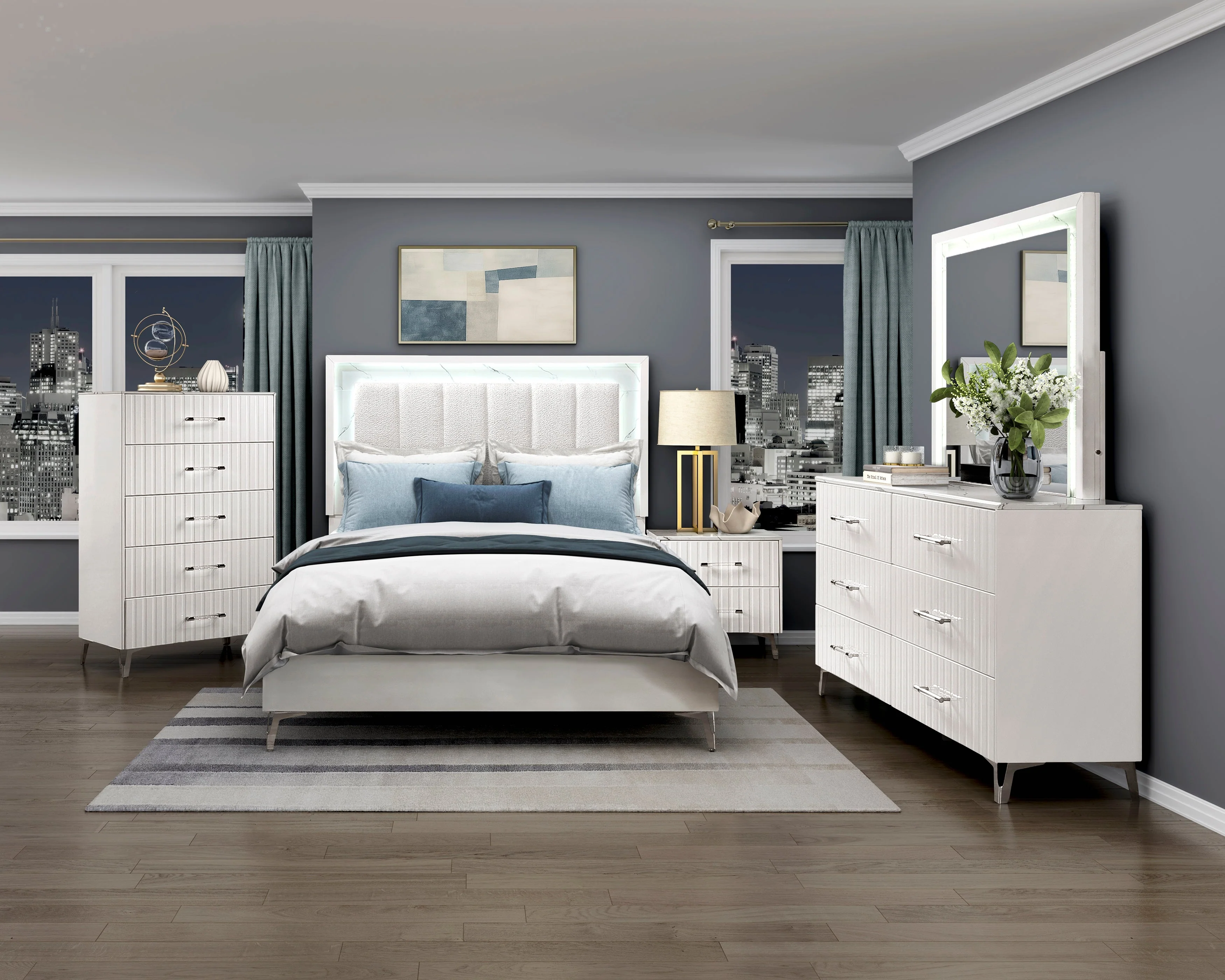 Ripple White Night Stand - Image 6